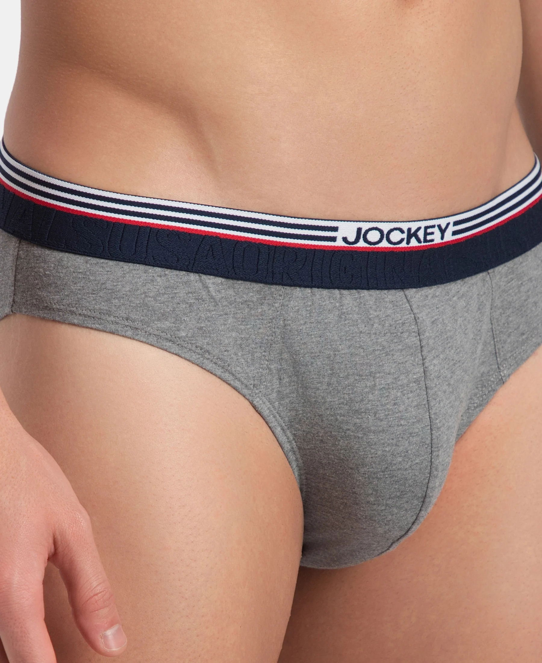 Super Combed Cotton Solid Brief with Ultrasoft Waistband - New Mid Grey Melange - Image 7