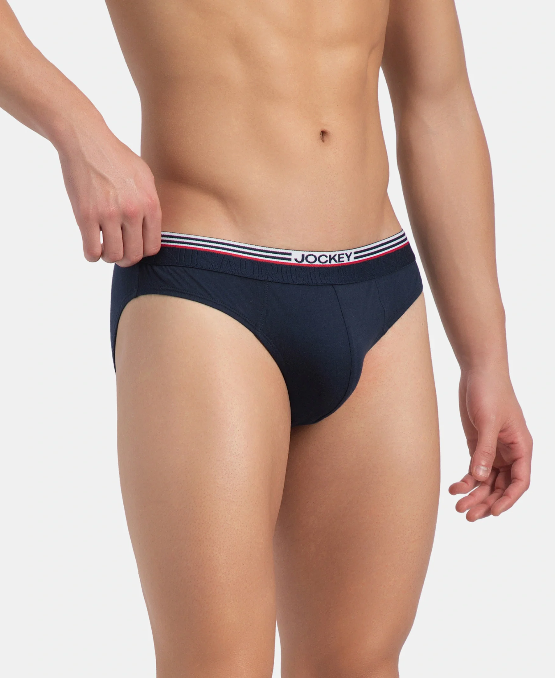 Super Combed Cotton Solid Brief with Ultrasoft Waistband - New Navy (Pack of 2) - Image 3