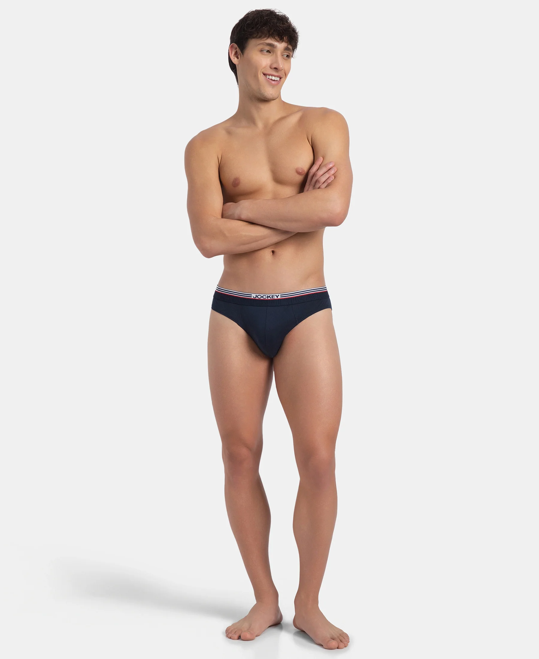 Super Combed Cotton Solid Brief with Ultrasoft Waistband - New Navy - Image 6