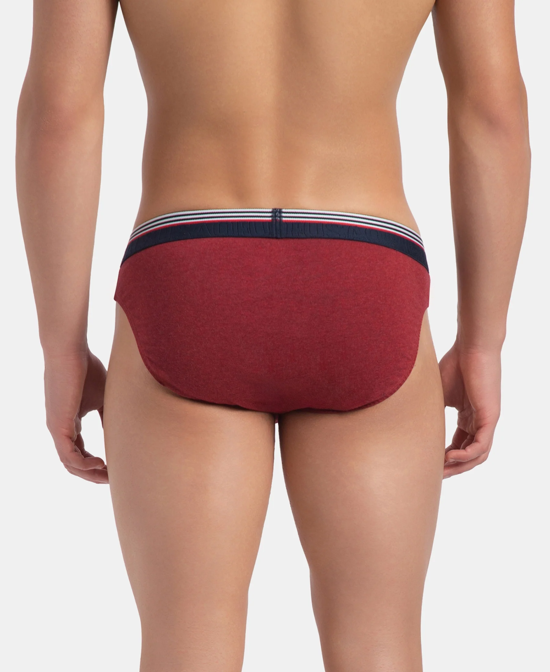 Super Combed Cotton Solid Brief with Ultrasoft Waistband - New Red Melange (Pack of 2) - Image 4
