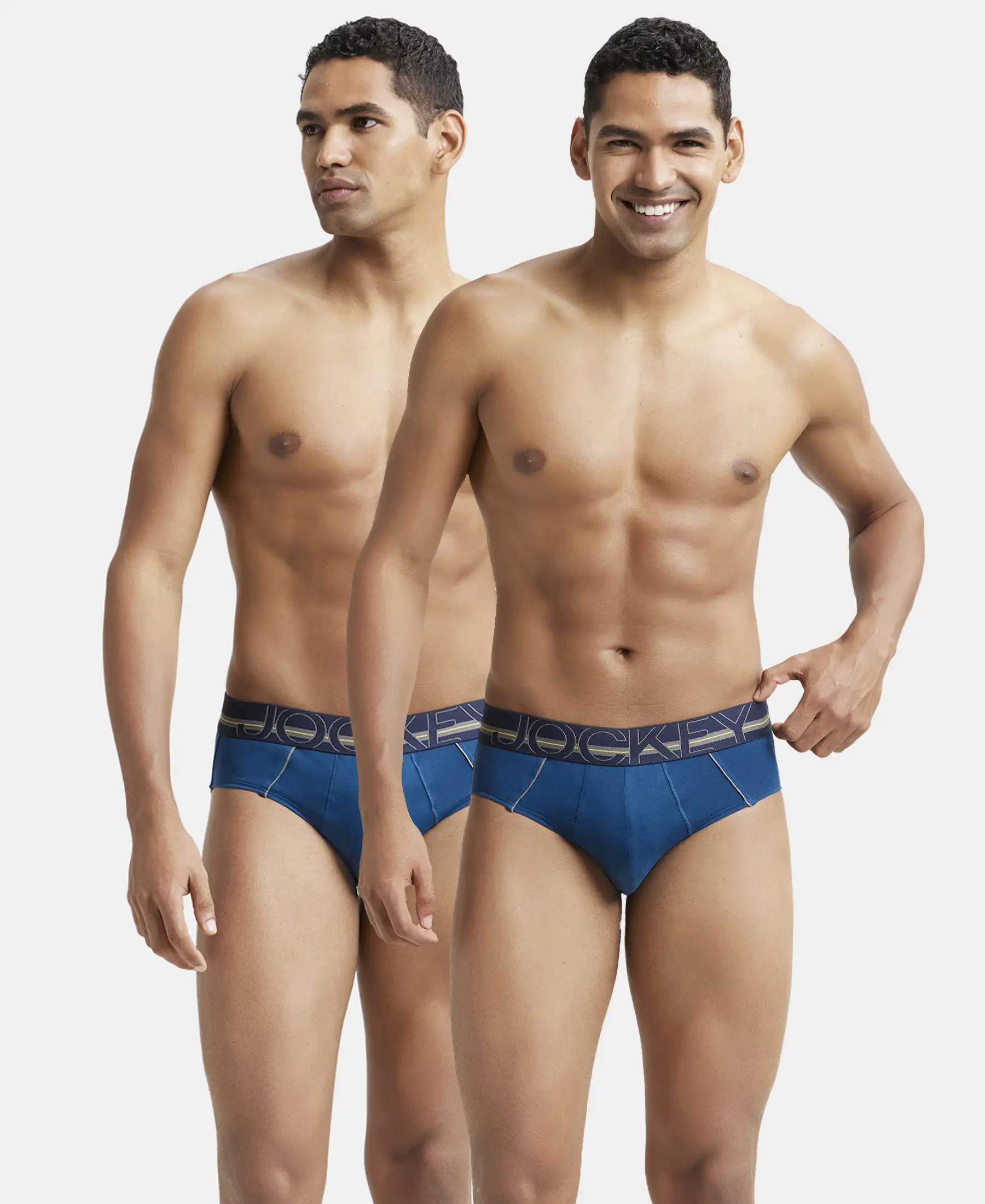 Super Combed Cotton Solid Brief with Ultrasoft Waistband - Poseidon (Pack of 2)