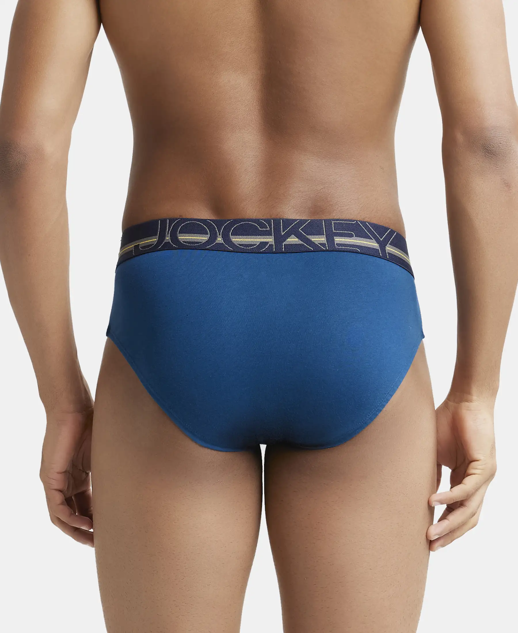 Super Combed Cotton Solid Brief with Ultrasoft Waistband - Poseidon (Pack of 2) - Image 3