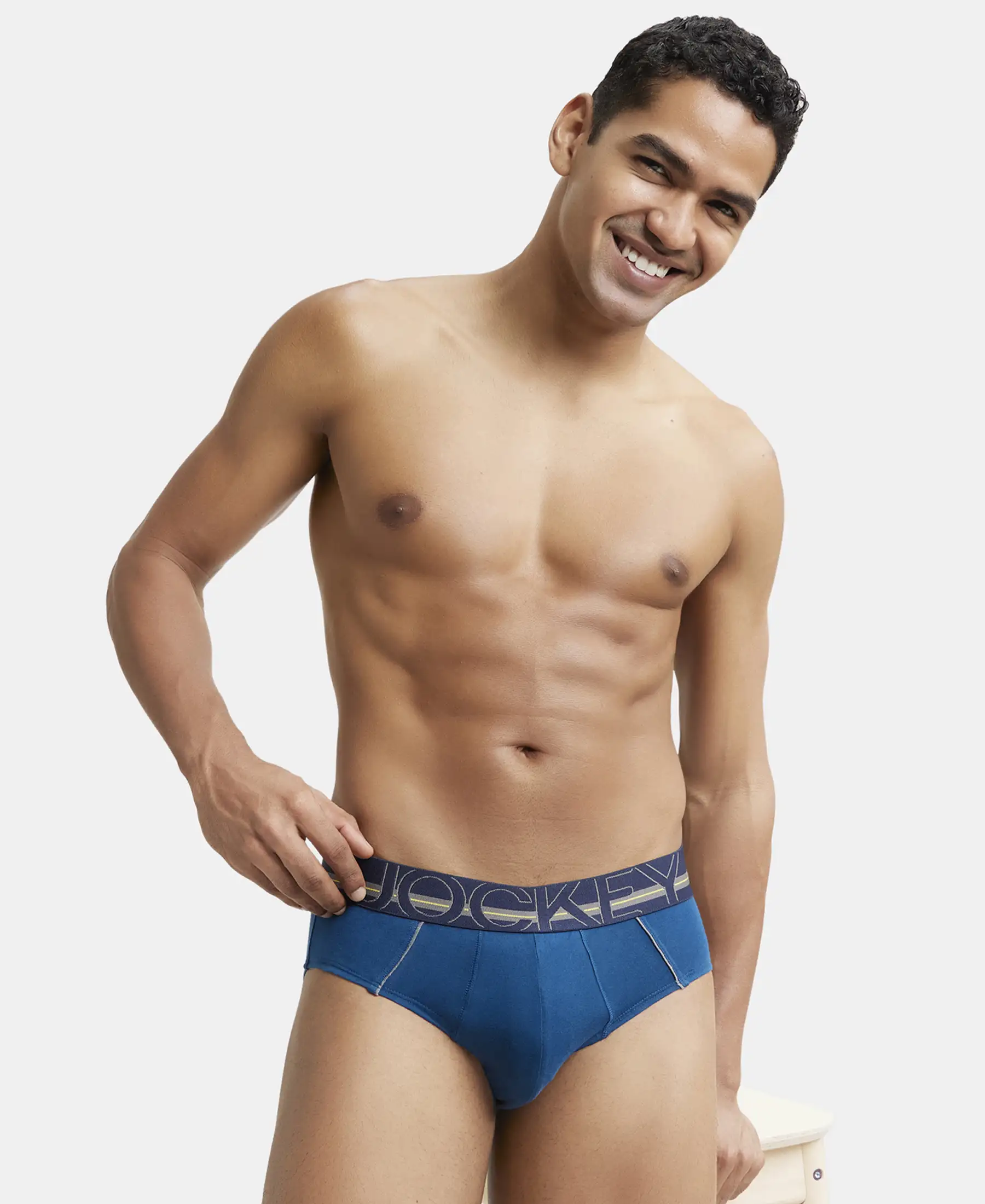 Super Combed Cotton Solid Brief with Ultrasoft Waistband - Poseidon (Pack of 2) - Image 8