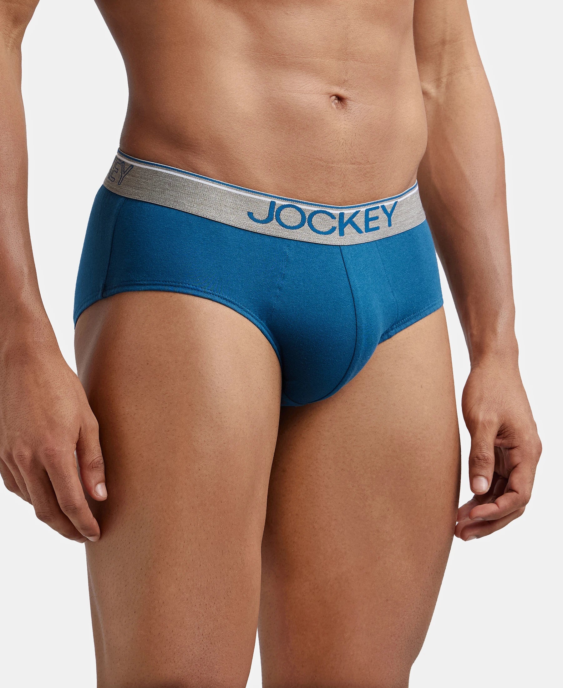 Super Combed Cotton Solid Brief with Ultrasoft Waistband - Seaport Teal - Image 2