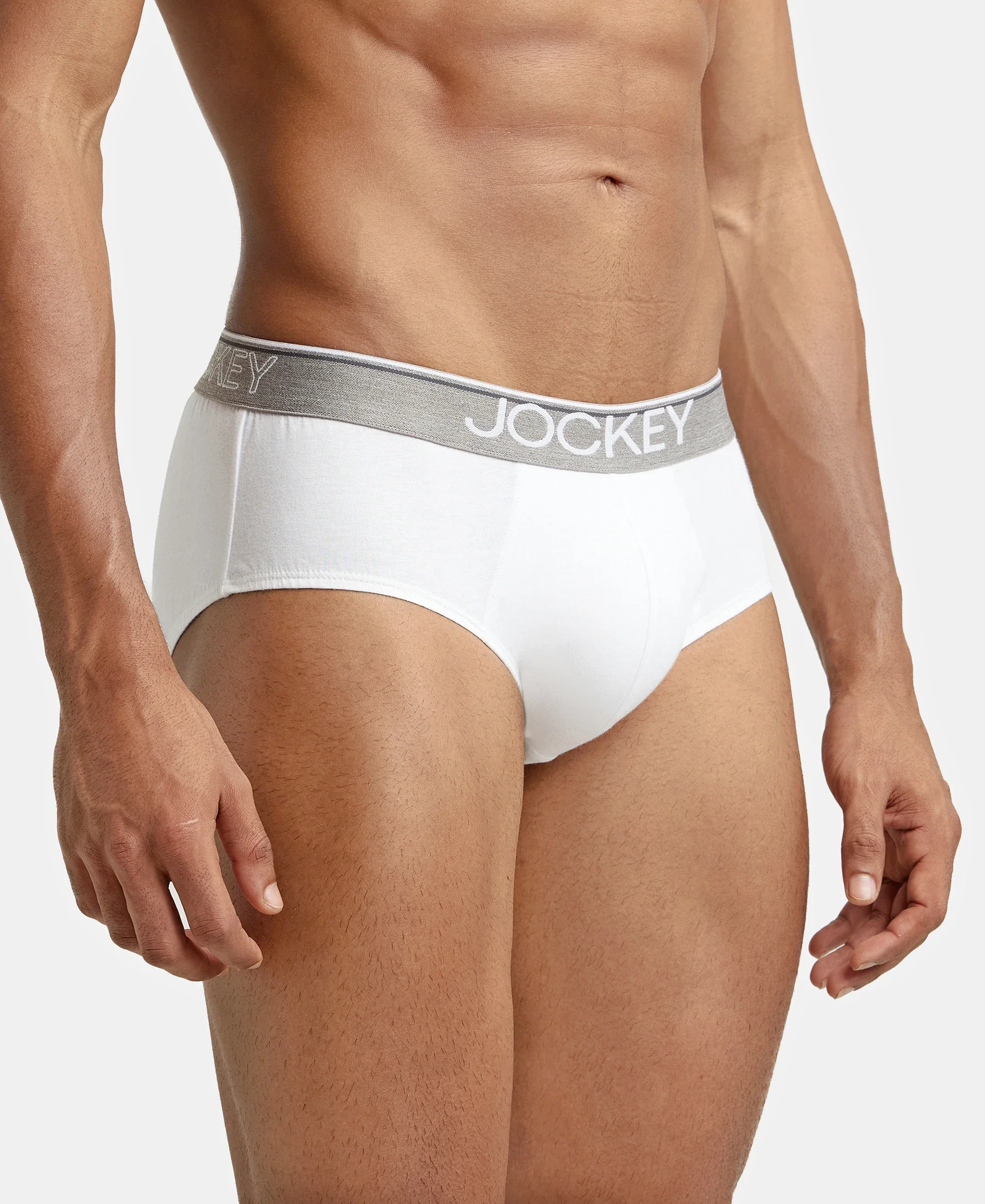 Super Combed Cotton Solid Brief with Ultrasoft Waistband - White (Pack of 2) - Image 2