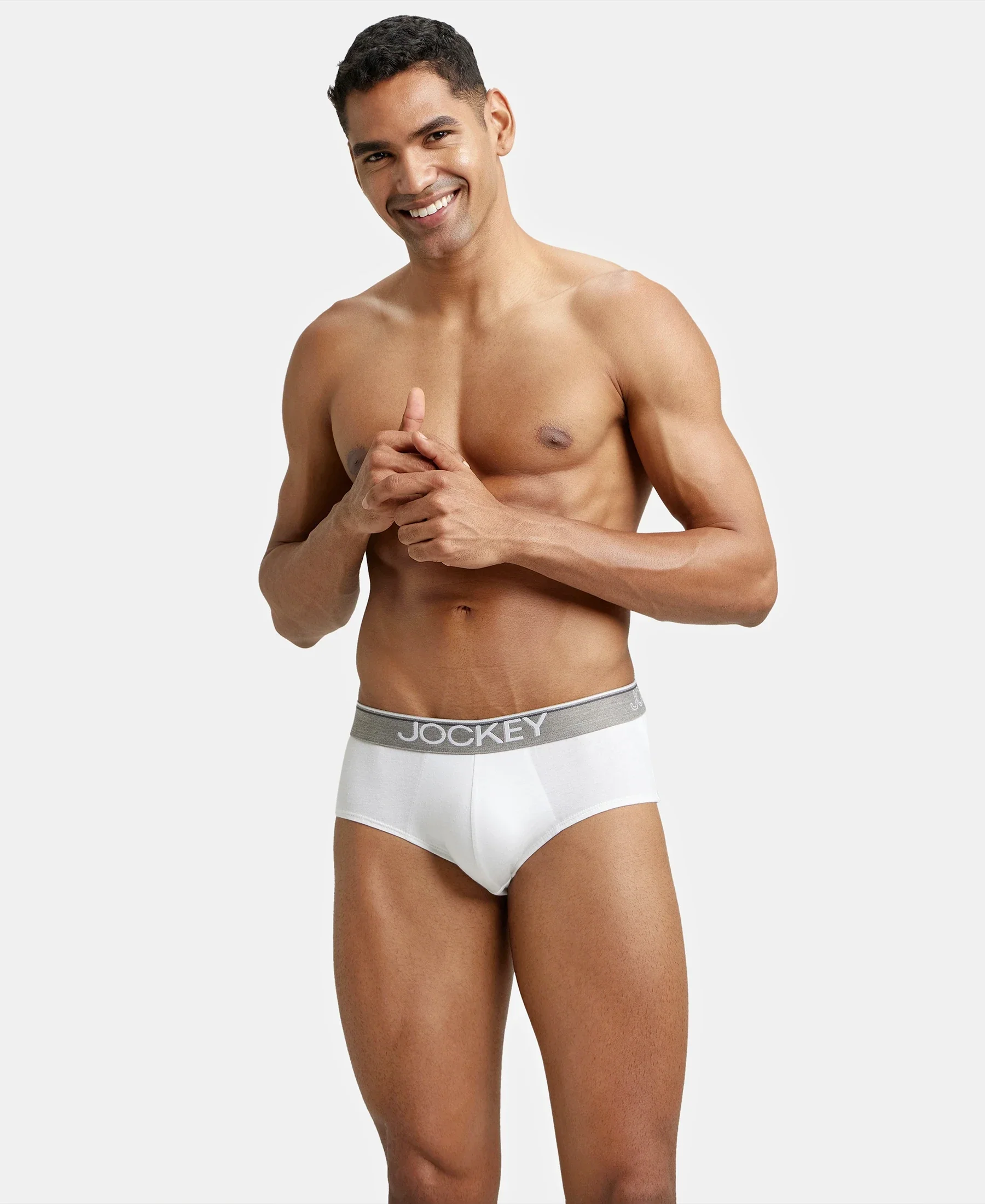 Super Combed Cotton Solid Brief with Ultrasoft Waistband - White (Pack of 2) - Image 8