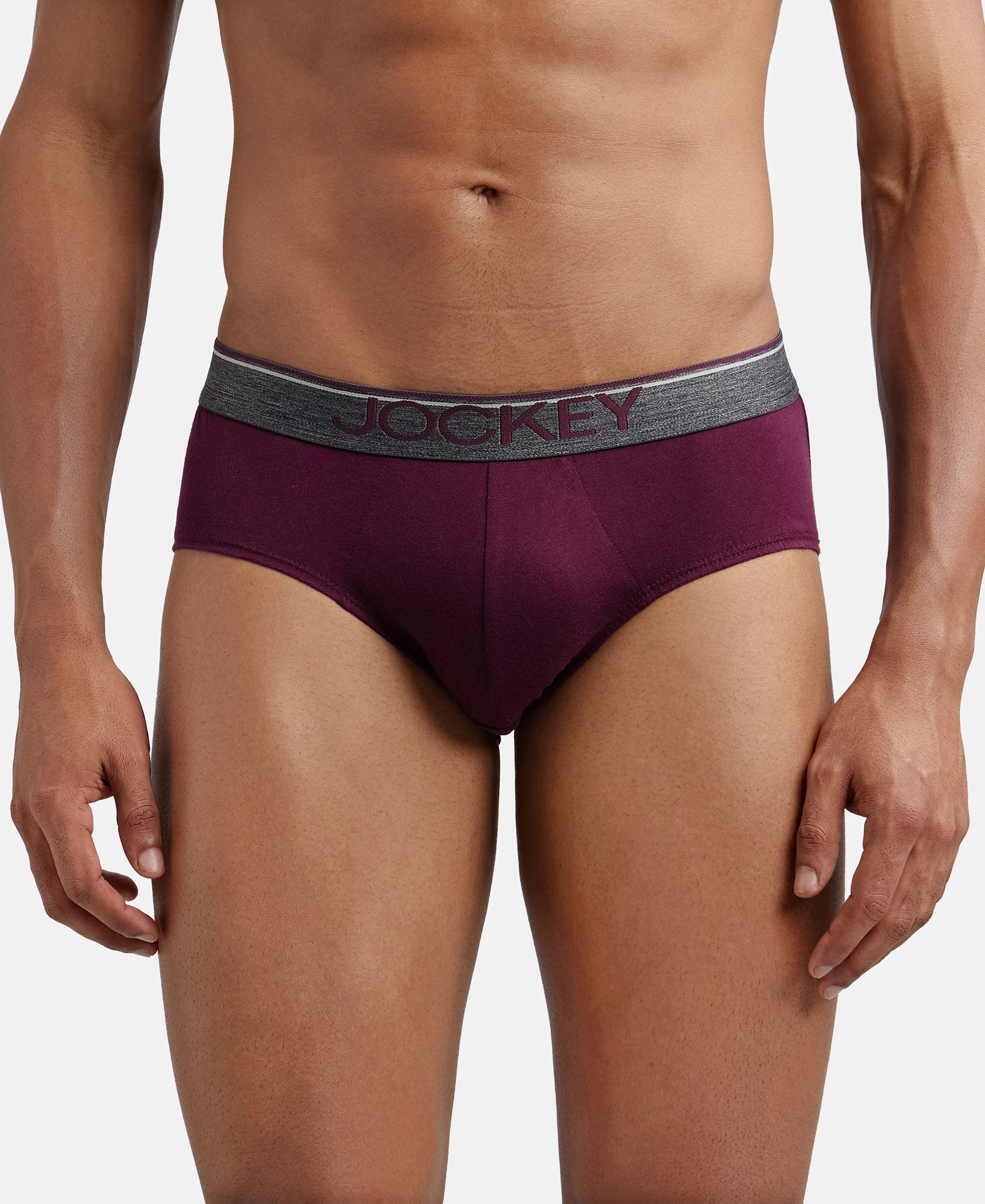 Super Combed Cotton Solid Brief with Ultrasoft Waistband - Wine Tasting
