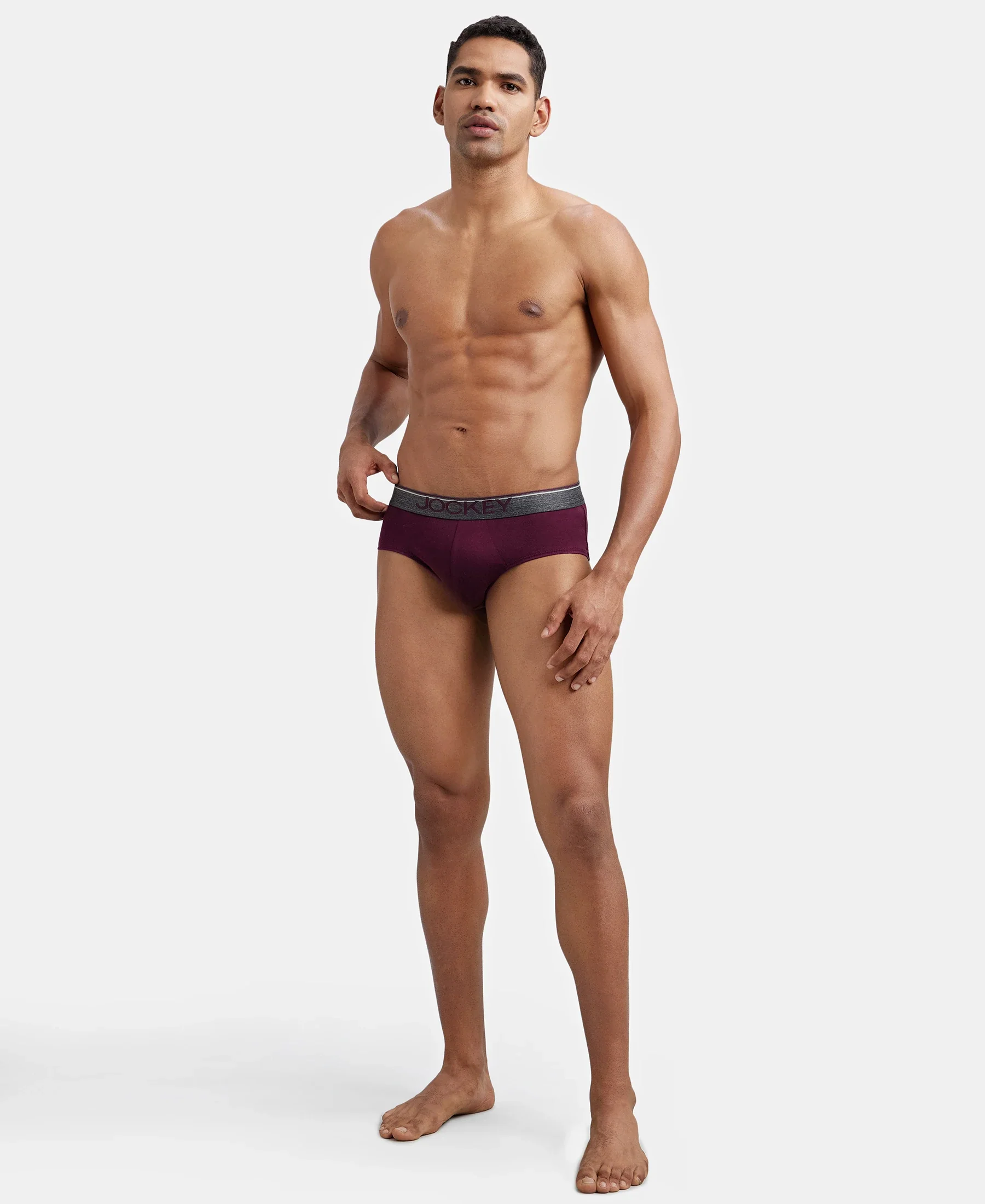 Super Combed Cotton Solid Brief with Ultrasoft Waistband - Wine Tasting - Image 6