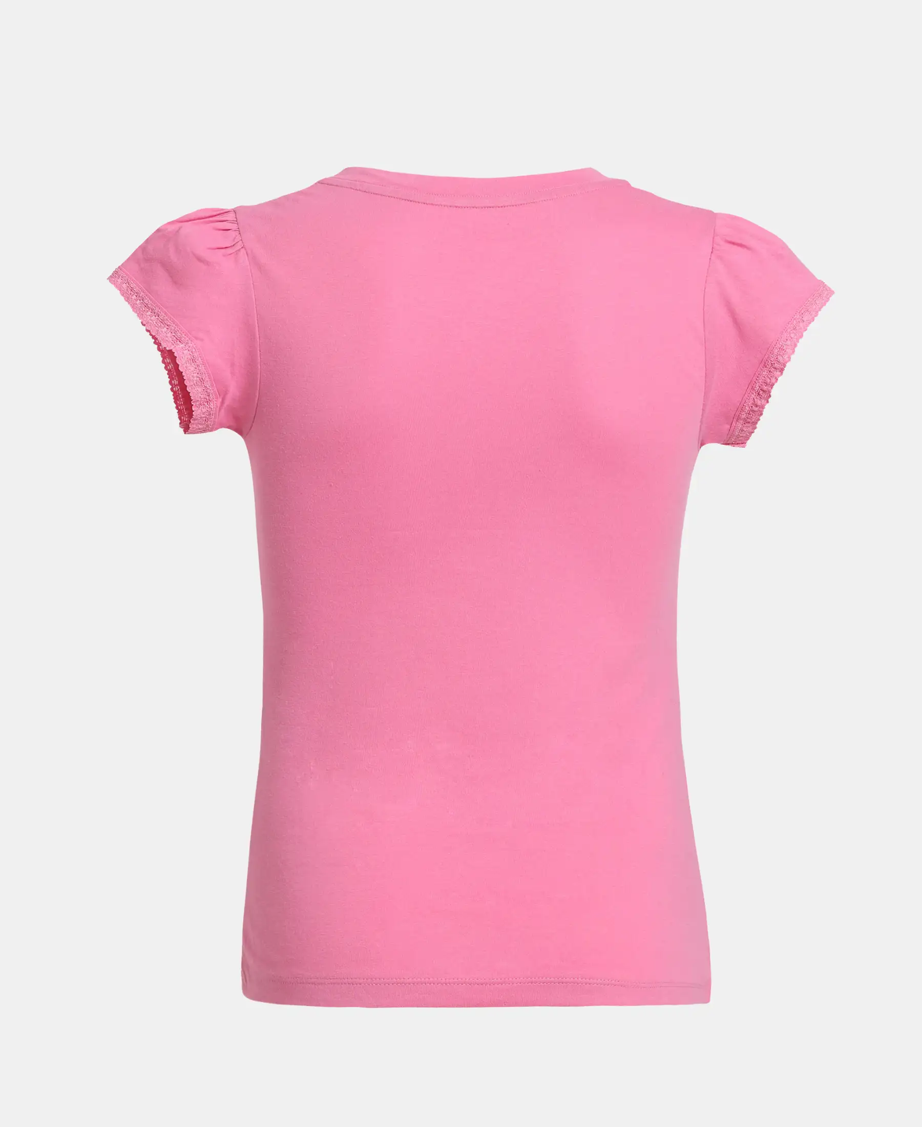 Girl's Super Combed Cotton Solid Short Sleeve T-Shirt - Wild Orchid - Image 3