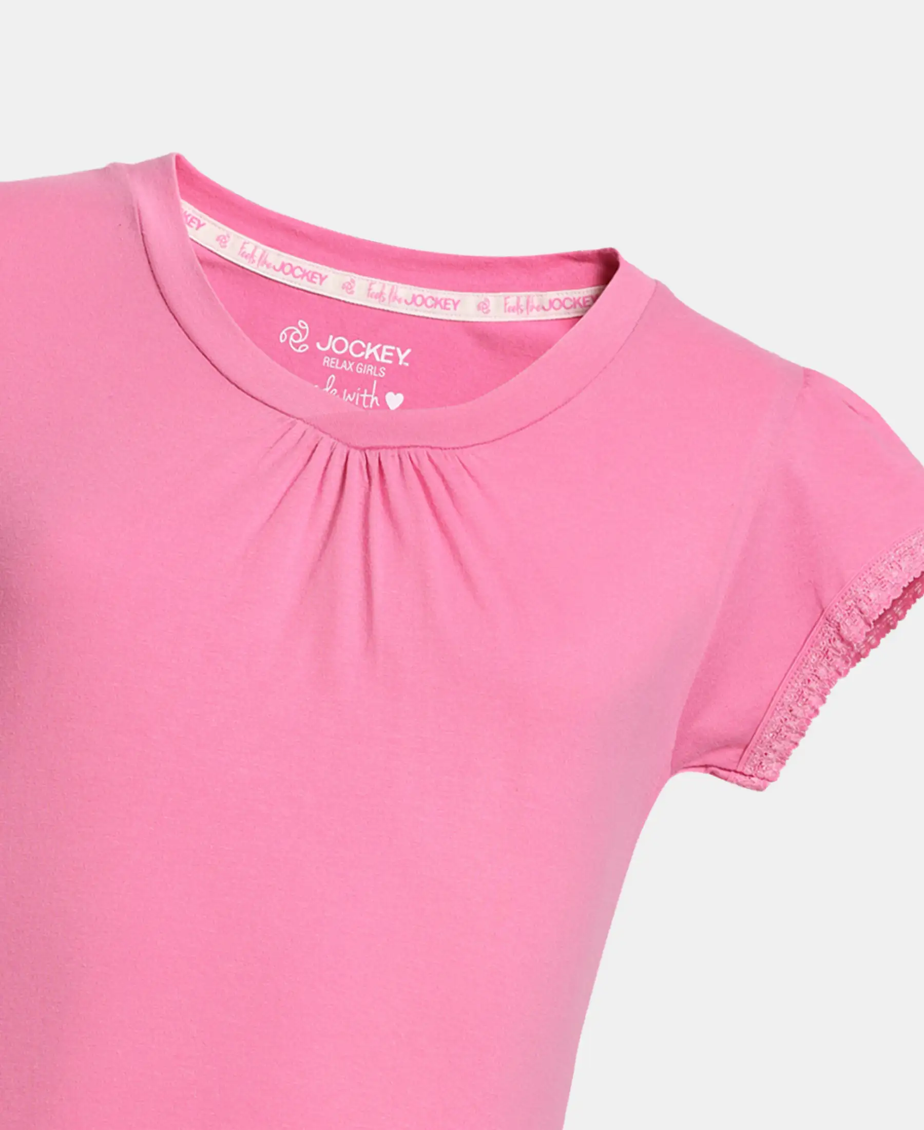 Girl's Super Combed Cotton Solid Short Sleeve T-Shirt - Wild Orchid - Image 4