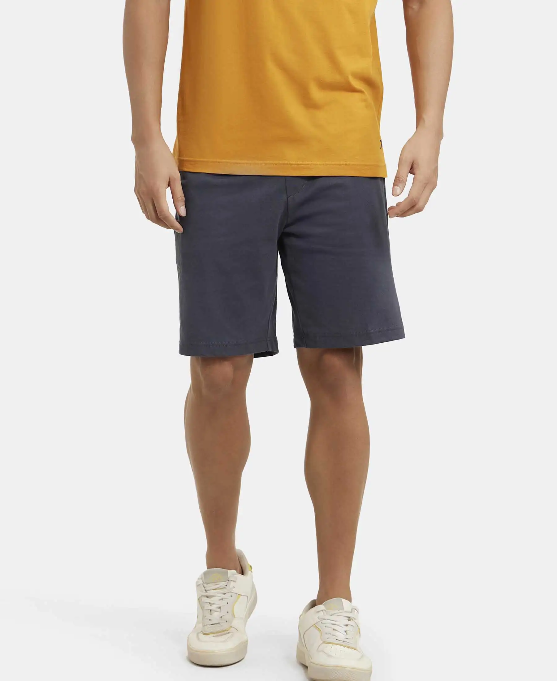Super Combed Cotton Straight Fit Shorts with Side Pockets - Graphite - Image 5