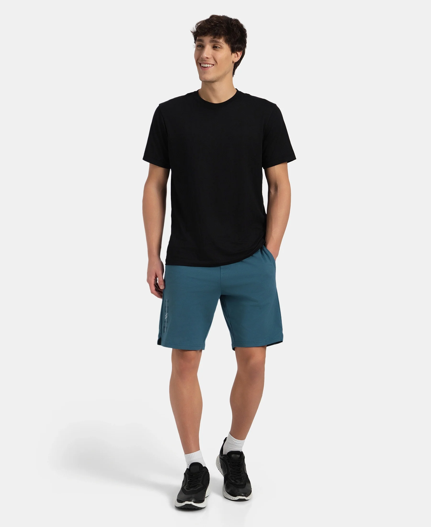 Super Combed Cotton Straight Fit Shorts with Side Pockets - Indian Teal - Image 4