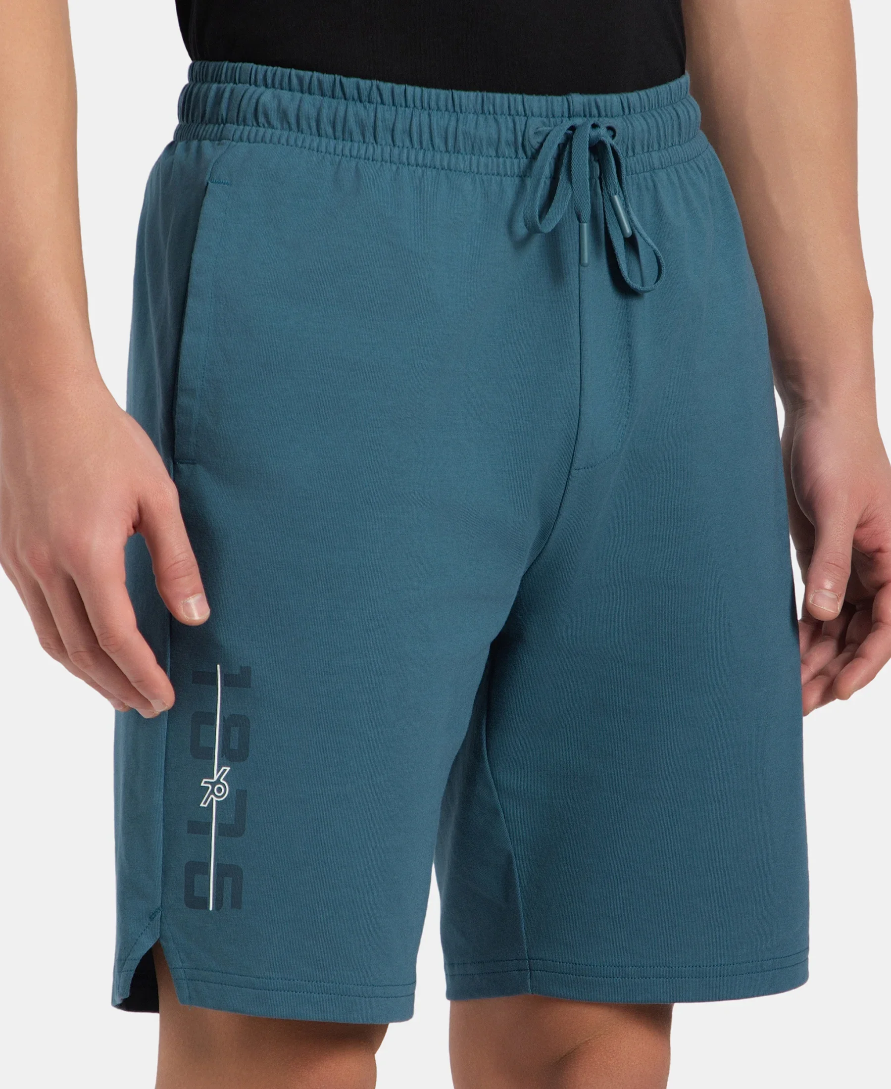 Super Combed Cotton Straight Fit Shorts with Side Pockets - Indian Teal - Image 7