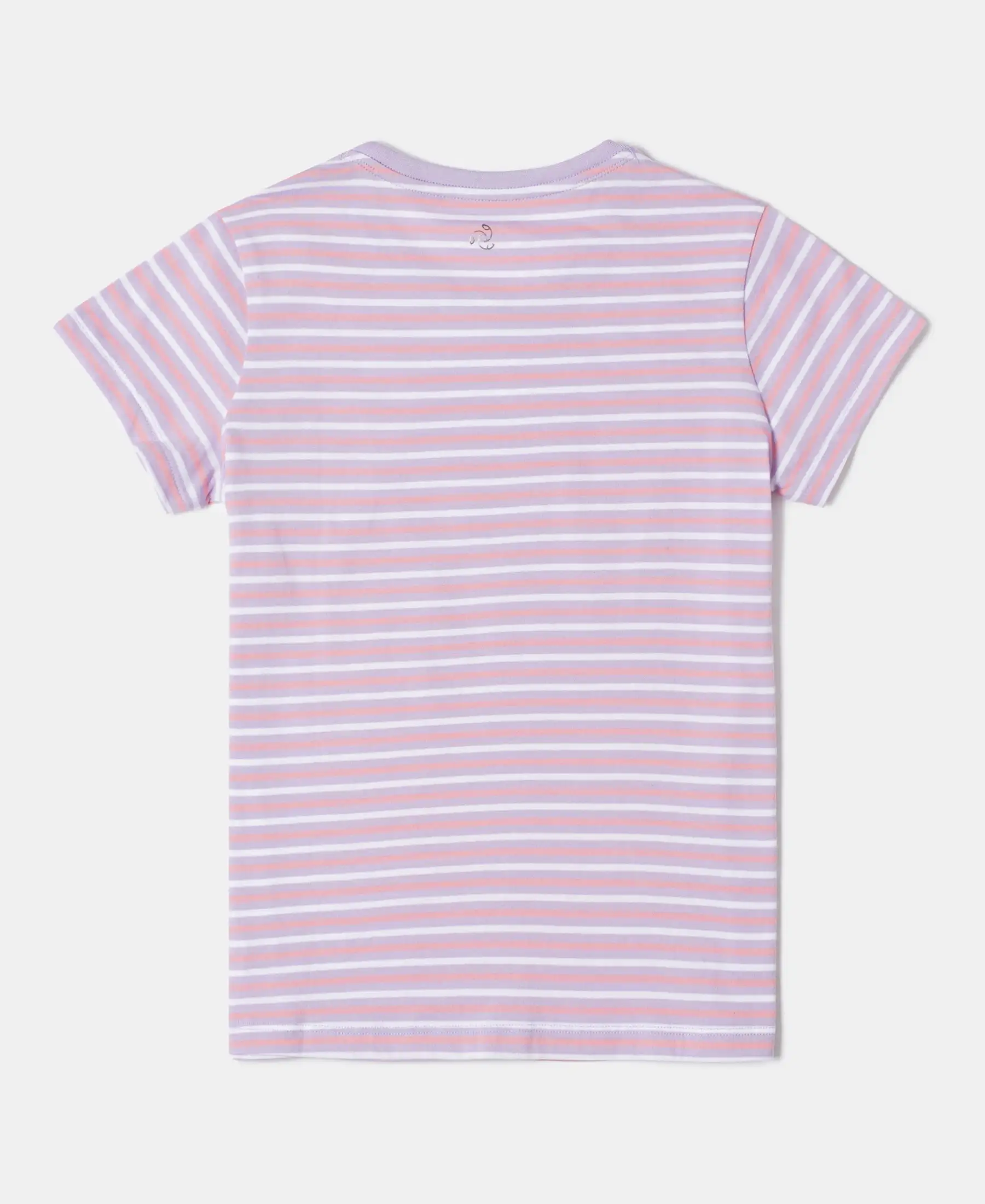 Girl's Super Combed Cotton Striped Short Sleeve T-Shirt - Lavendula - Image 2