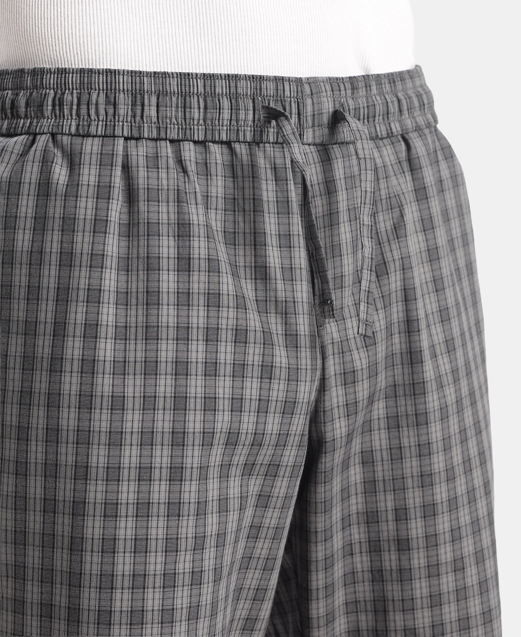 Super Combed Cotton Woven Fabric Regular Fit Checkered Pyjama with Side Pockets - New Quiet Shade - Image 9