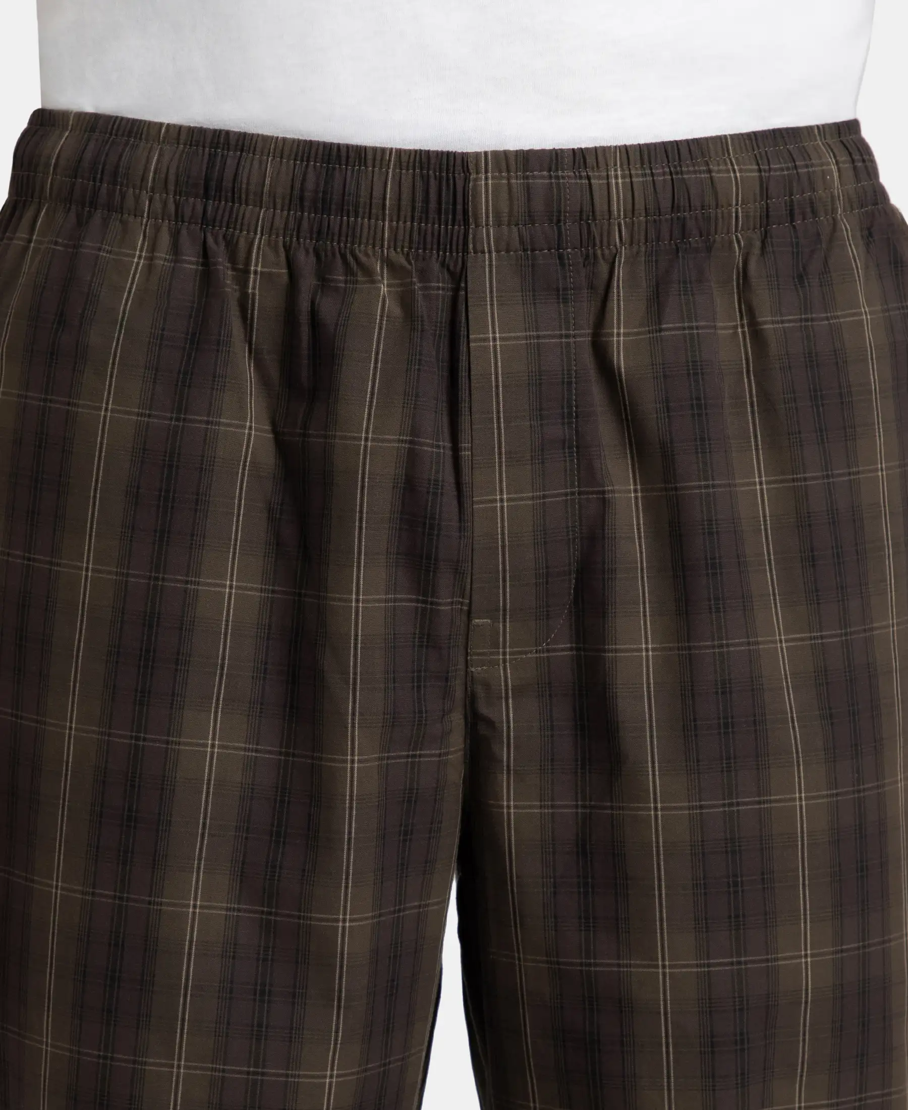 Super Combed Cotton Woven Fabric Regular Fit Checkered Pyjama with Side Pockets - Olive Black - Image 7