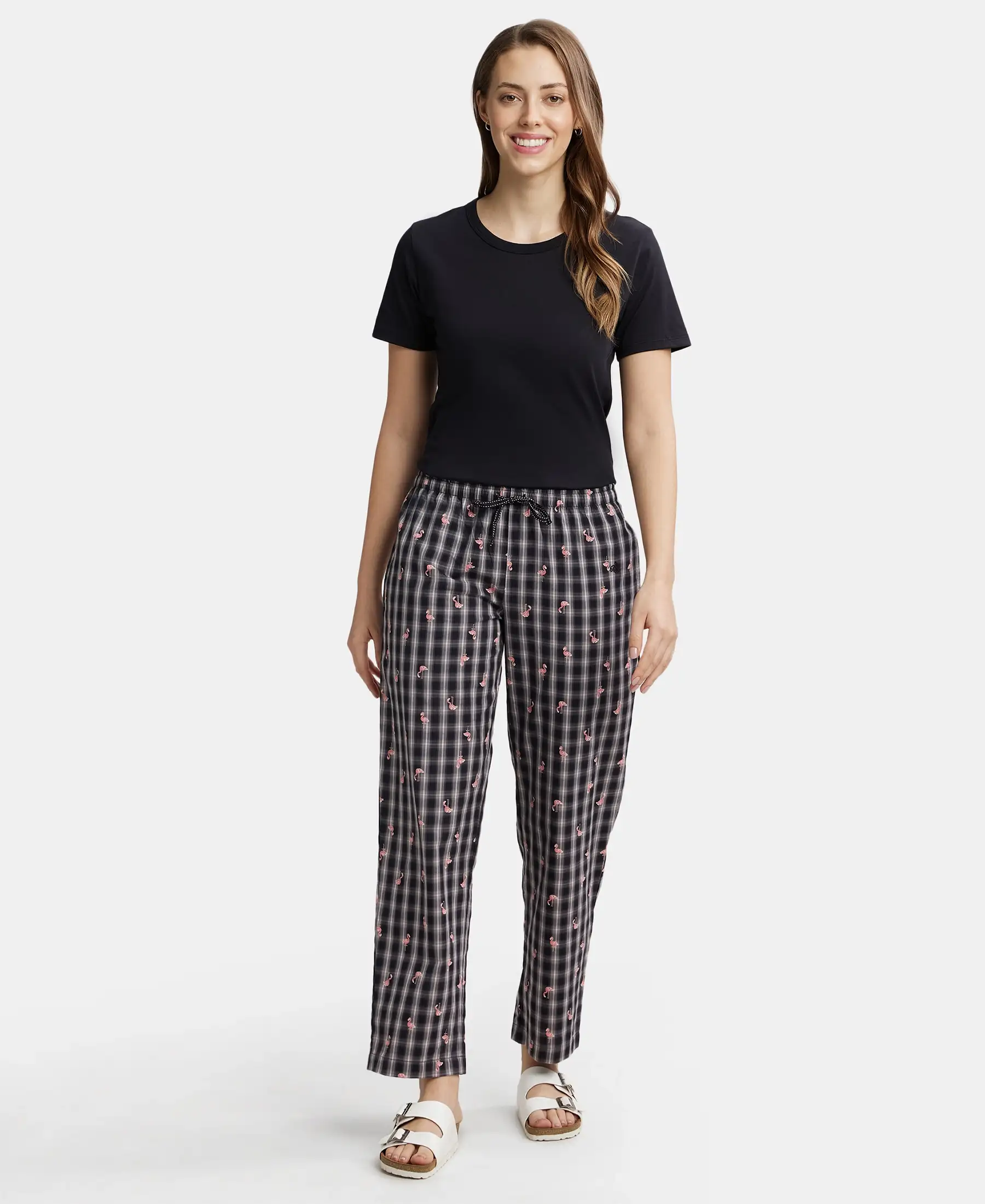 Super Combed Cotton Woven Fabric Relaxed Fit Striped Pyjama with Side Pockets - Black - Image 4