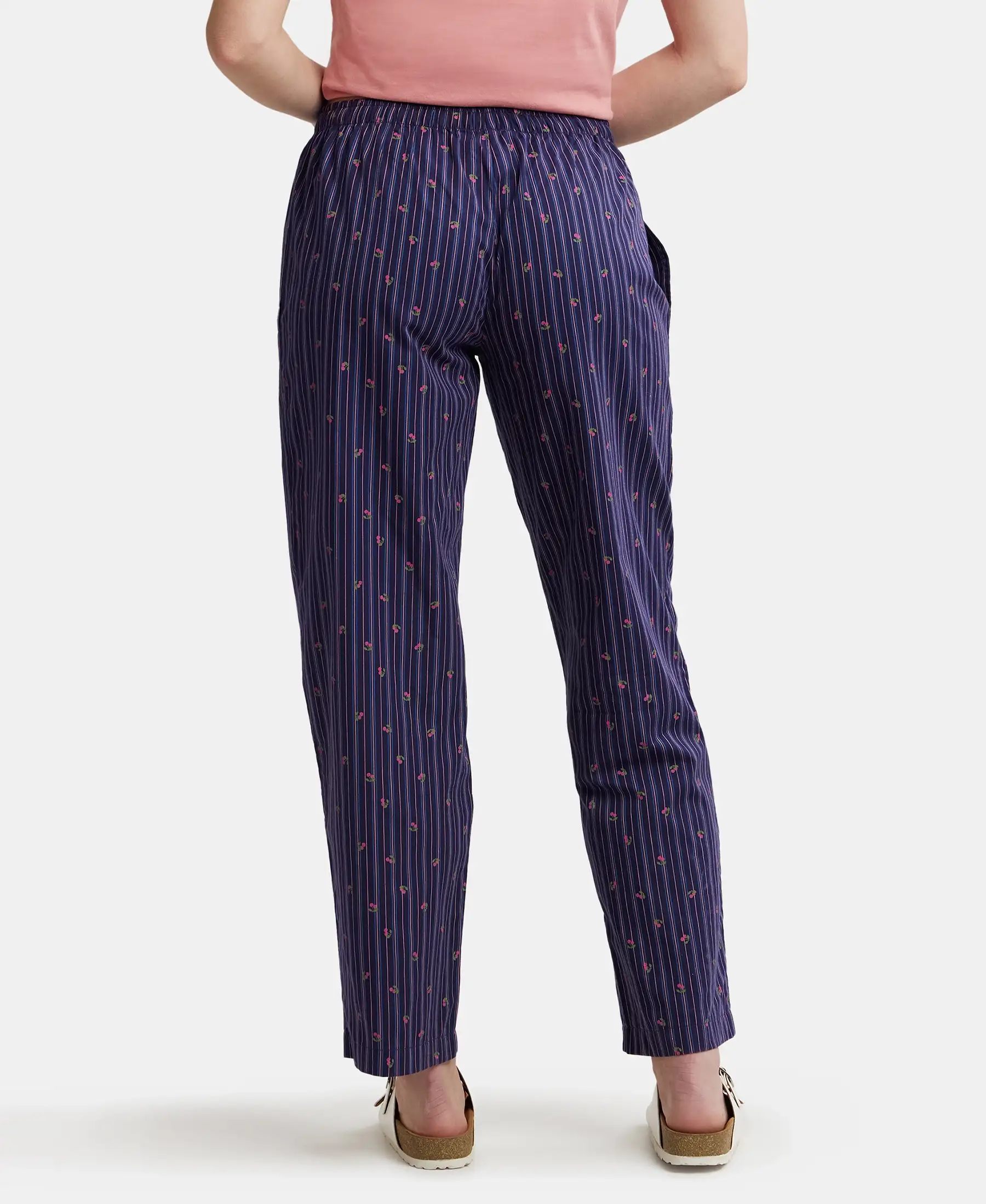 Super Combed Cotton Woven Fabric Relaxed Fit Striped Pyjama with Side Pockets - Classic Navy Assorted - Image 3