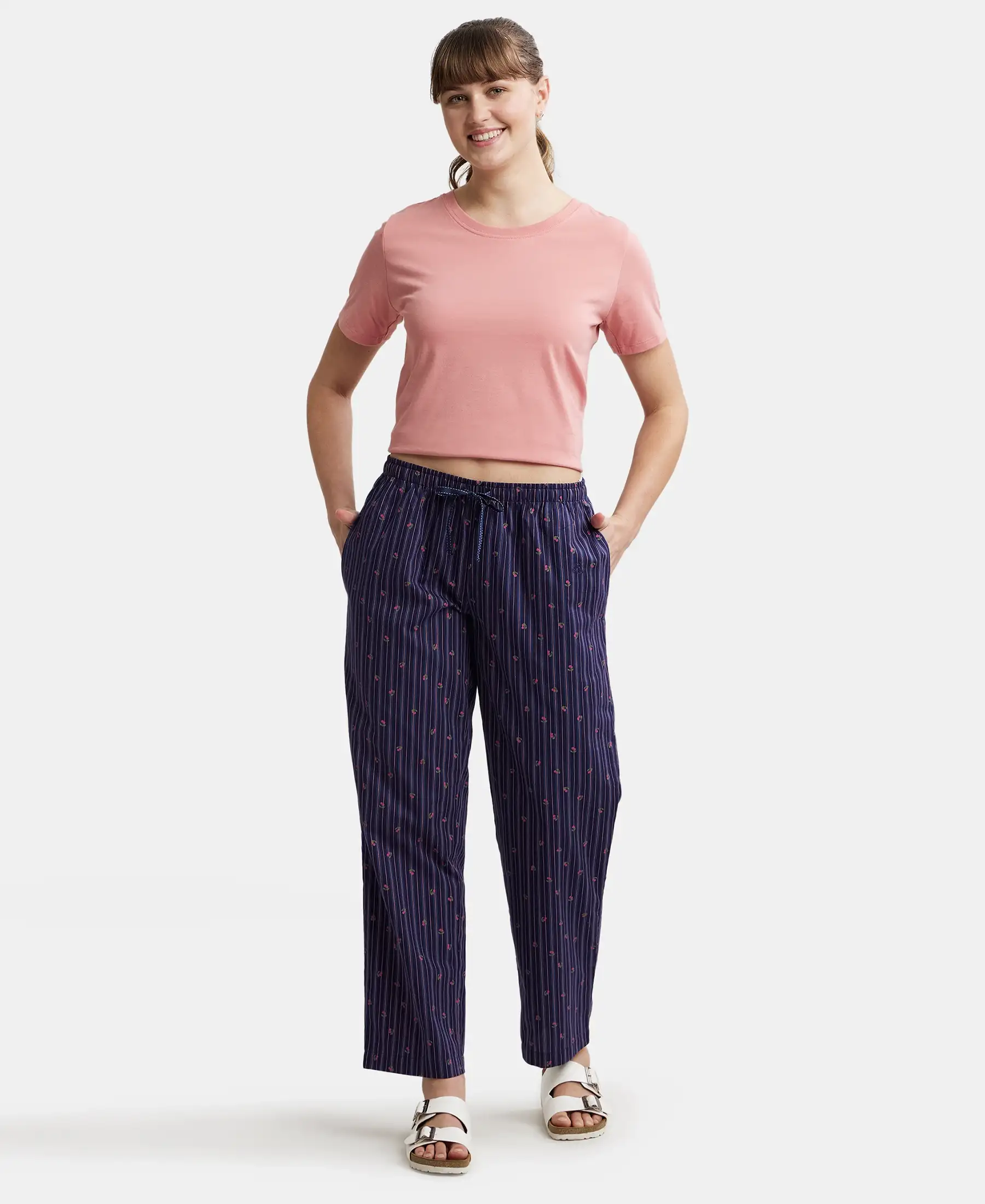 Super Combed Cotton Woven Fabric Relaxed Fit Striped Pyjama with Side Pockets - Classic Navy Assorted - Image 4