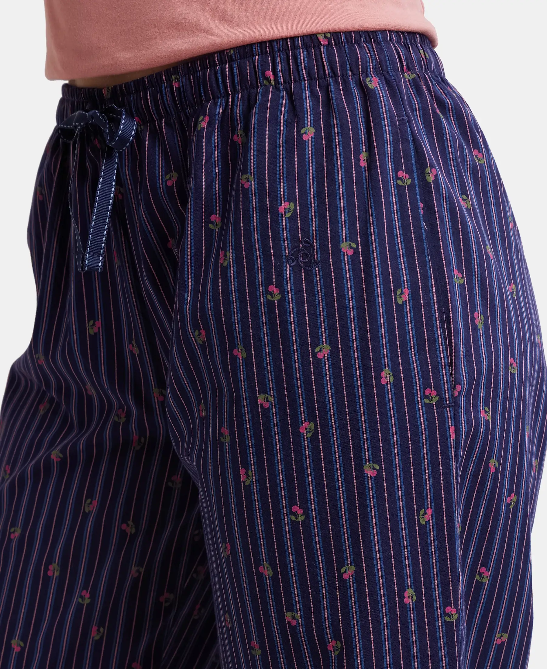 Super Combed Cotton Woven Fabric Relaxed Fit Striped Pyjama with Side Pockets - Classic Navy Assorted - Image 6