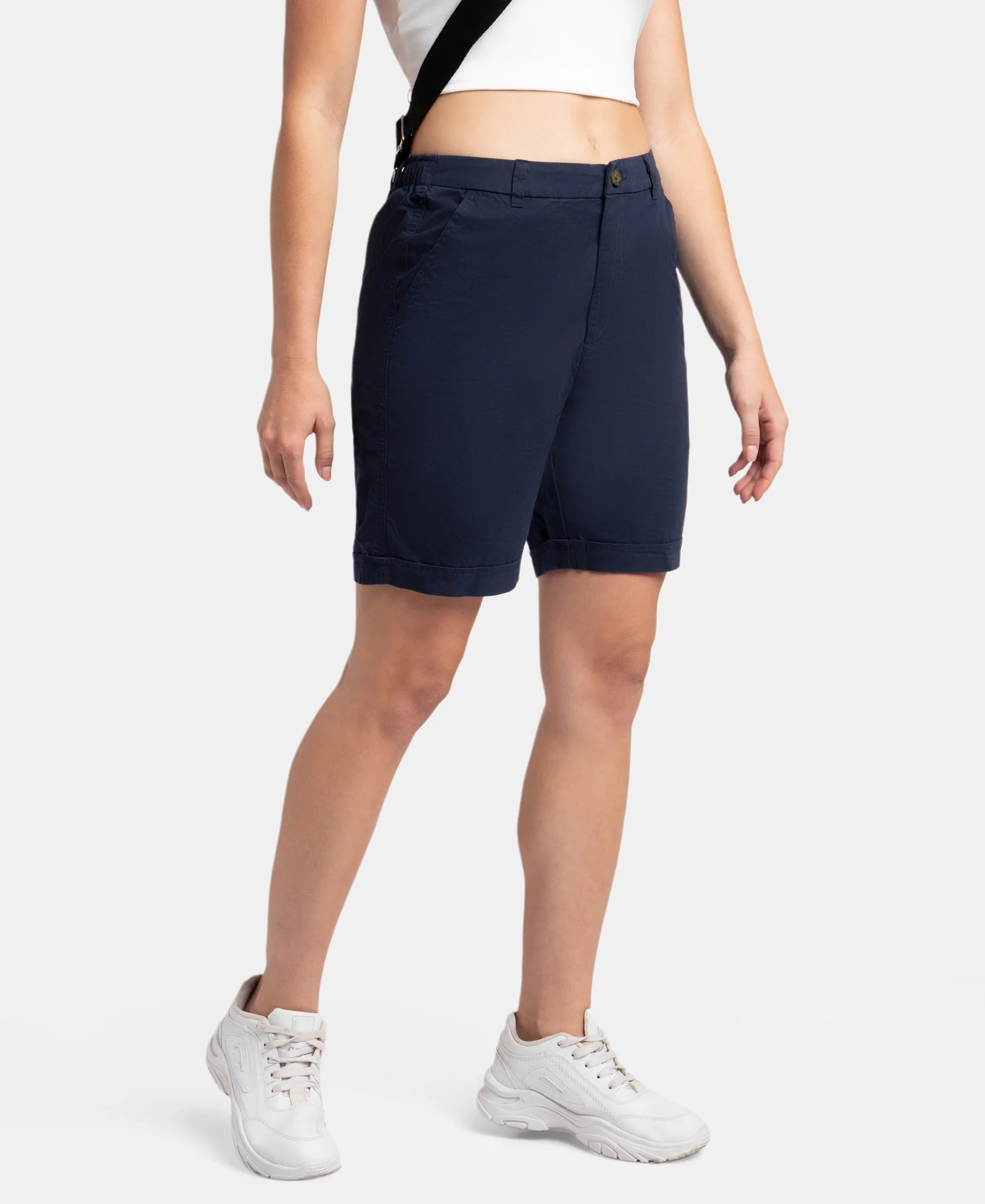 Super Combed Cotton Woven Twill Fabric Relaxed Fit Shorts with Convenient Side Pockets - Navy Blazer - Image 5