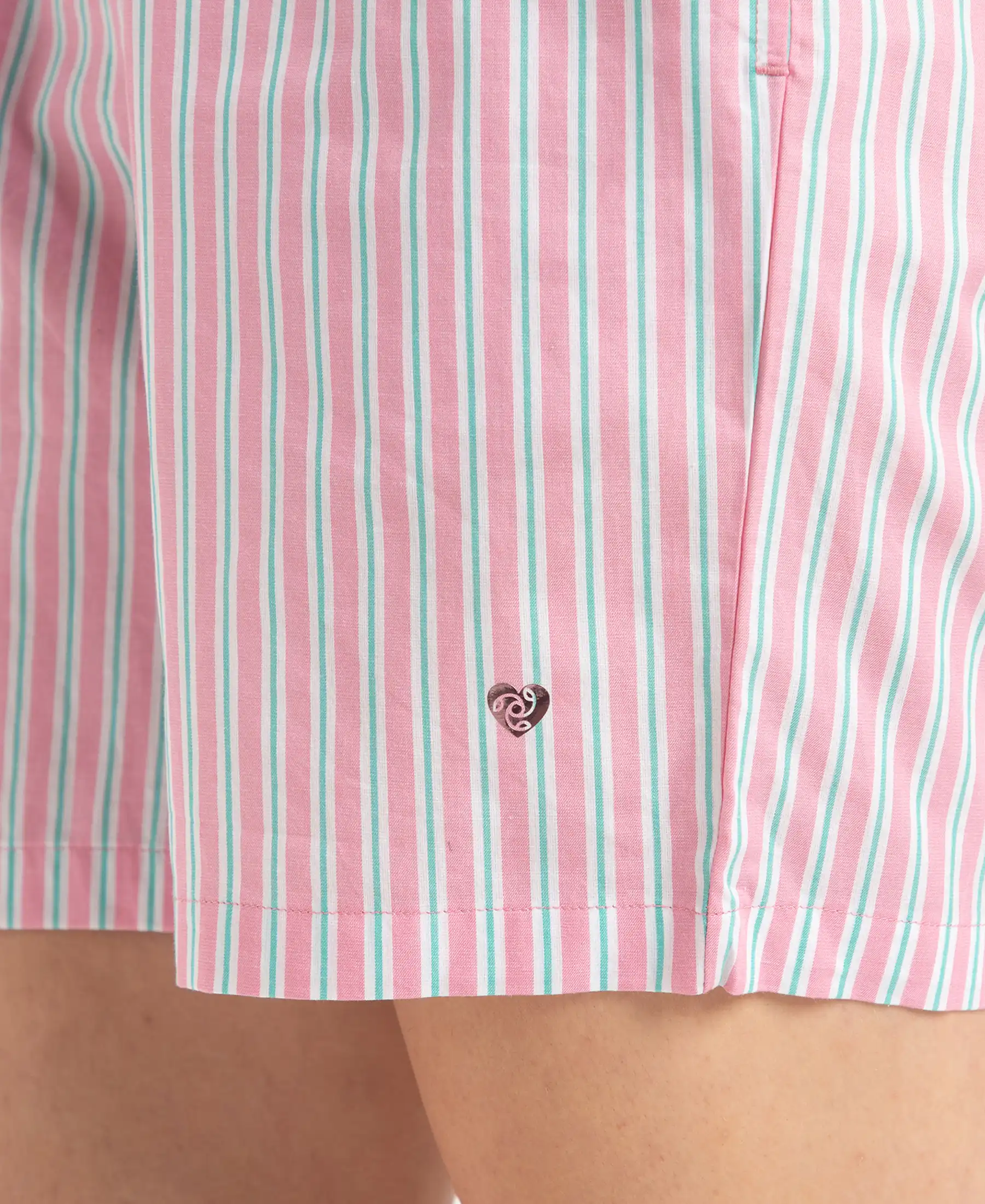 Super Combed Cotton Yarn Dyed Woven Relaxed Fit Striped Shorts with Side Pockets - Cashmere Rose - Image 9
