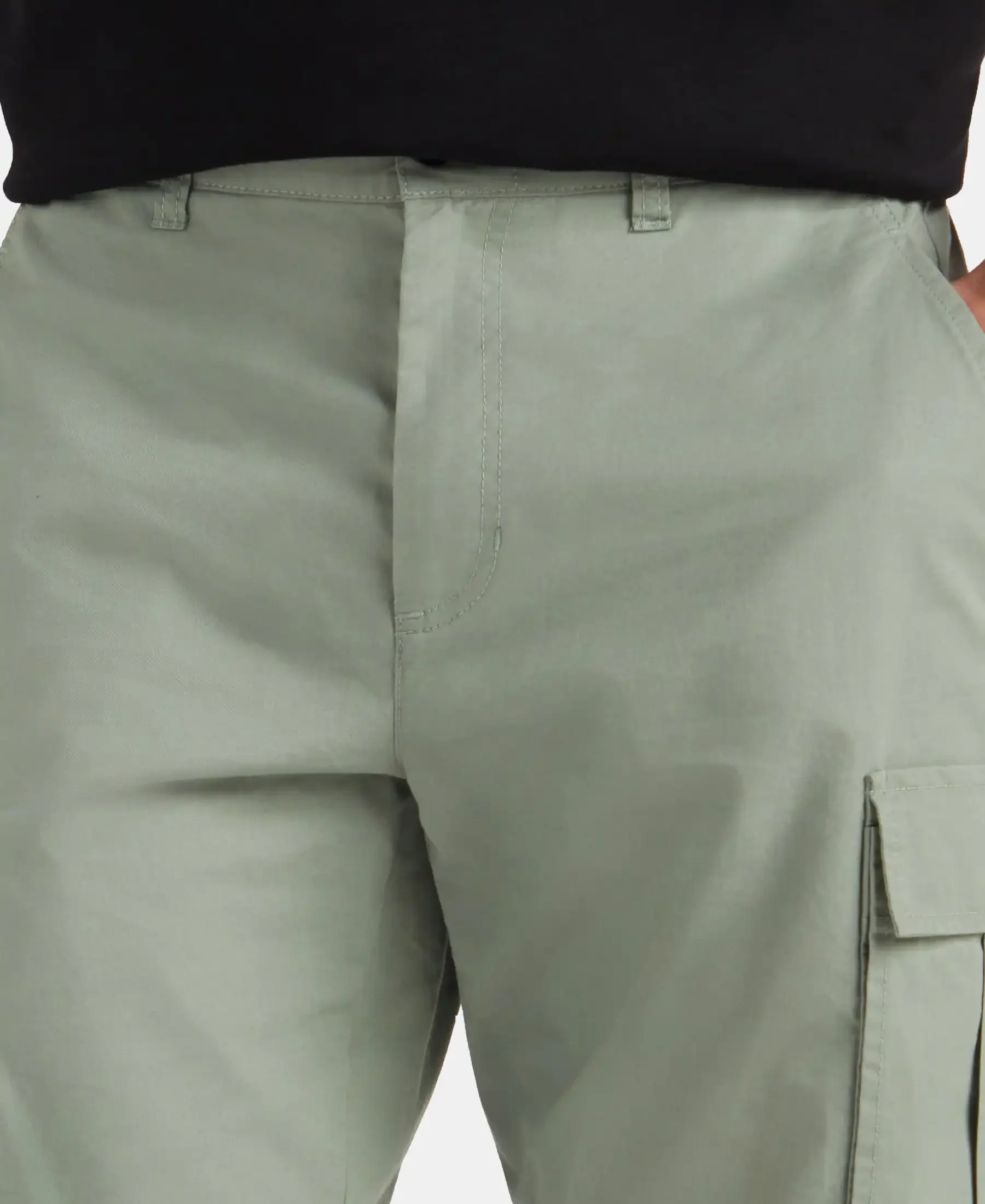 Super Combed Cotton Woven Straight Fit Cargo Shorts with Seven Pockets - Iceberg Green - Image 7