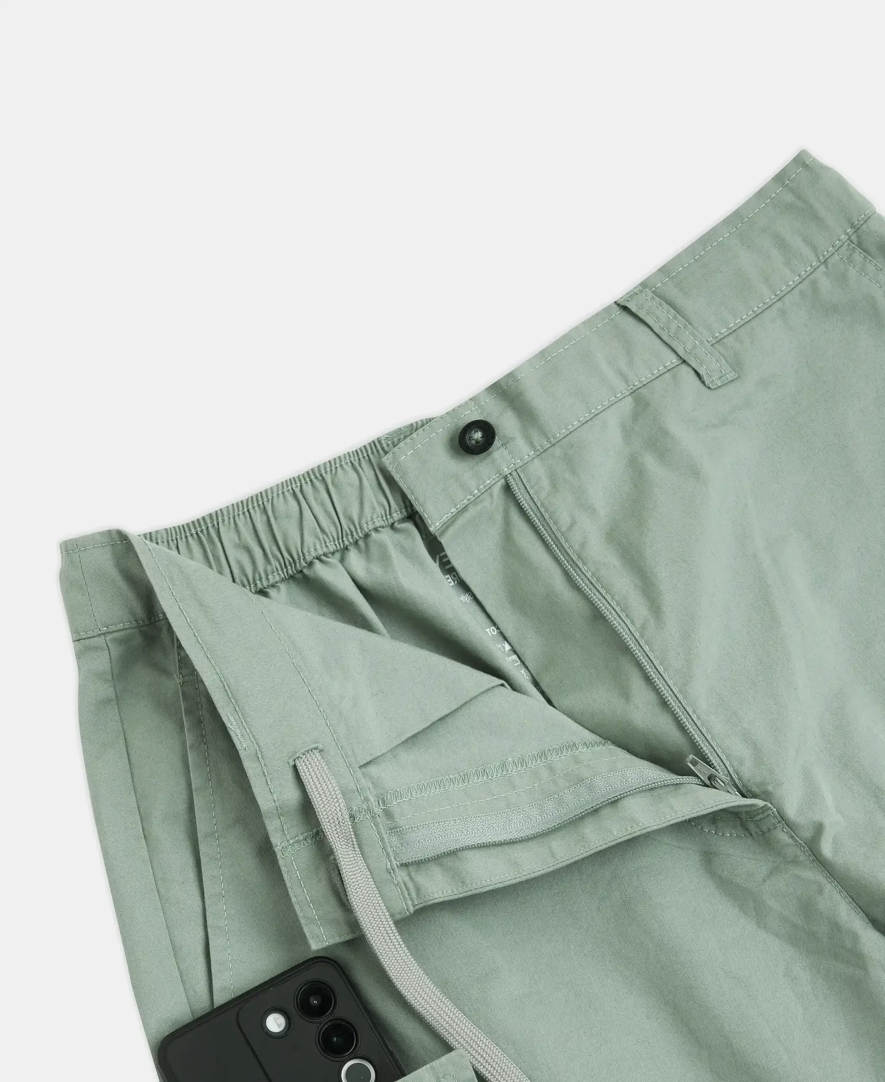Super Combed Cotton Woven Straight Fit Cargo Shorts with Seven Pockets - Iceberg Green - Image 8