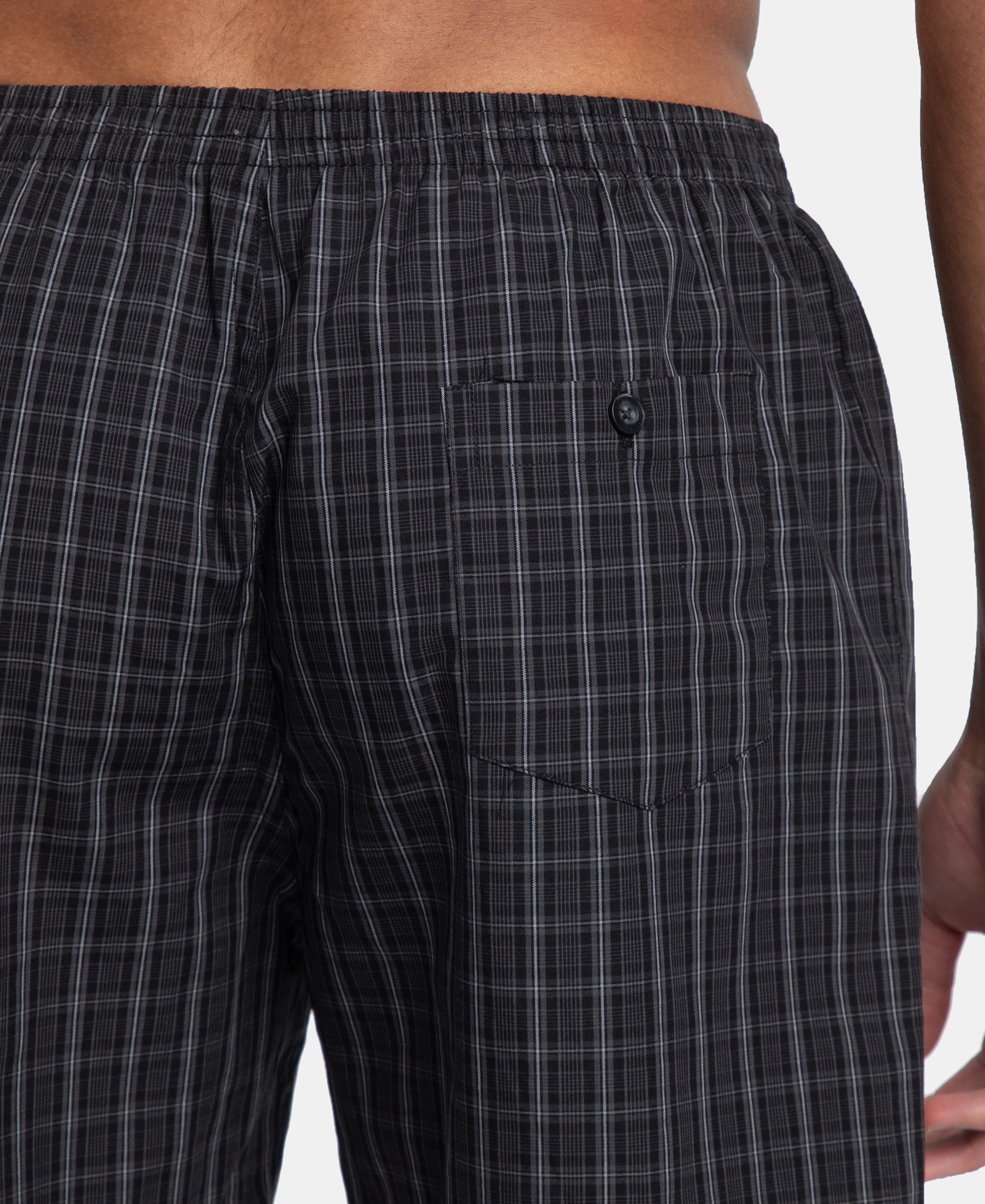 Super Combed Mercerized Cotton Woven Checkered Boxer Shorts with Back Pocket - Grey & Black (Pack of 2) - Image 16