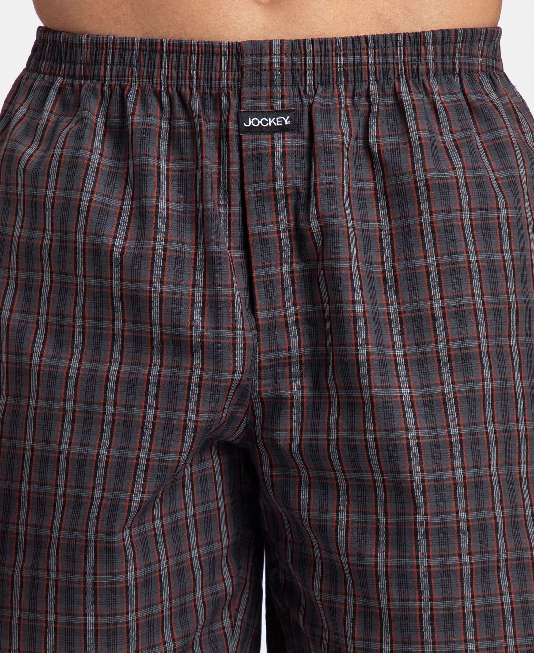 Super Combed Mercerized Cotton Woven Checkered Boxer Shorts with Side Pocket - Grey & Black (Pack of 2) - Image 8