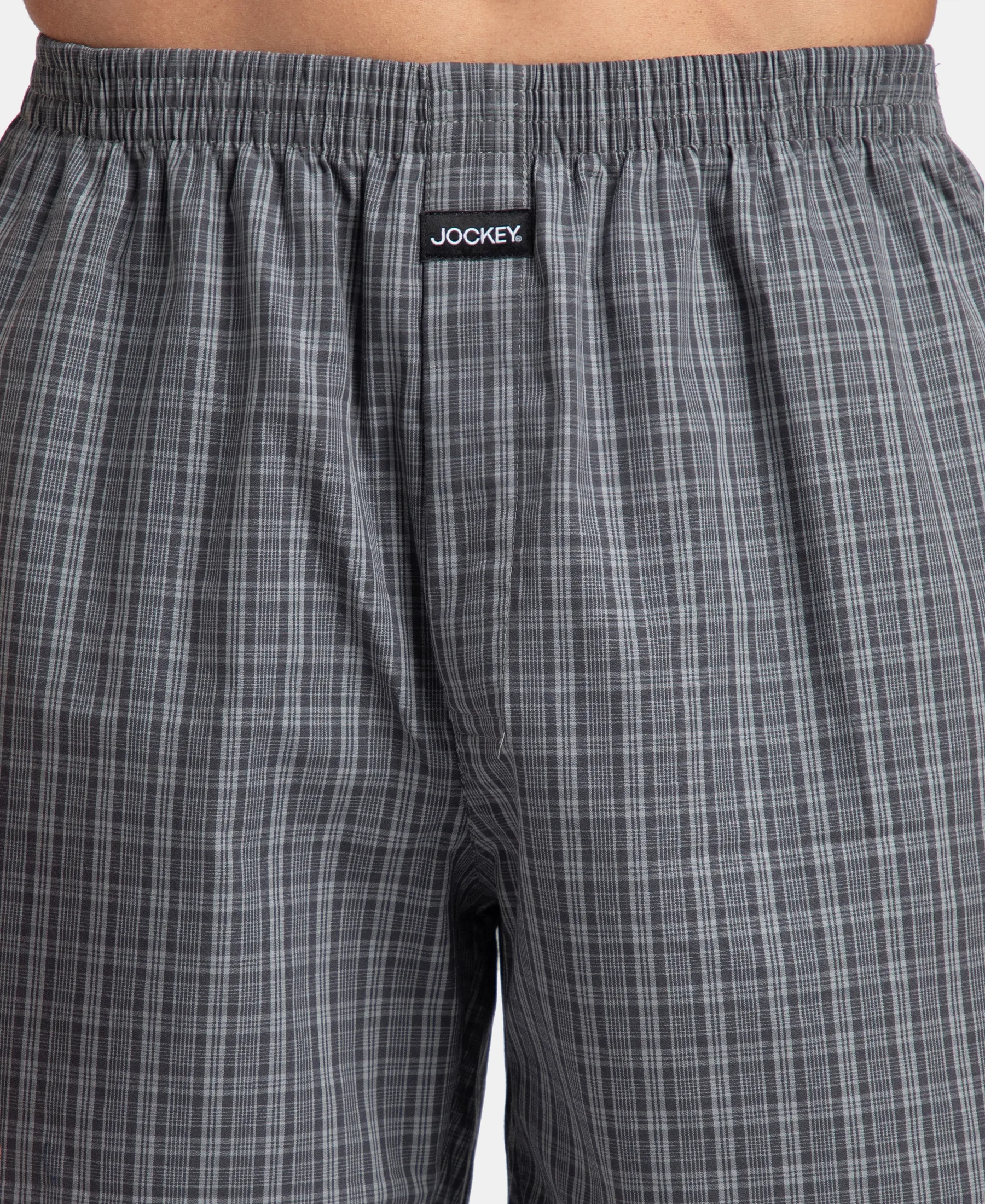Super Combed Mercerized Cotton Woven Checkered Boxer Shorts with Side Pocket - Grey & Deep Olive (Pack of 2) - Image 15
