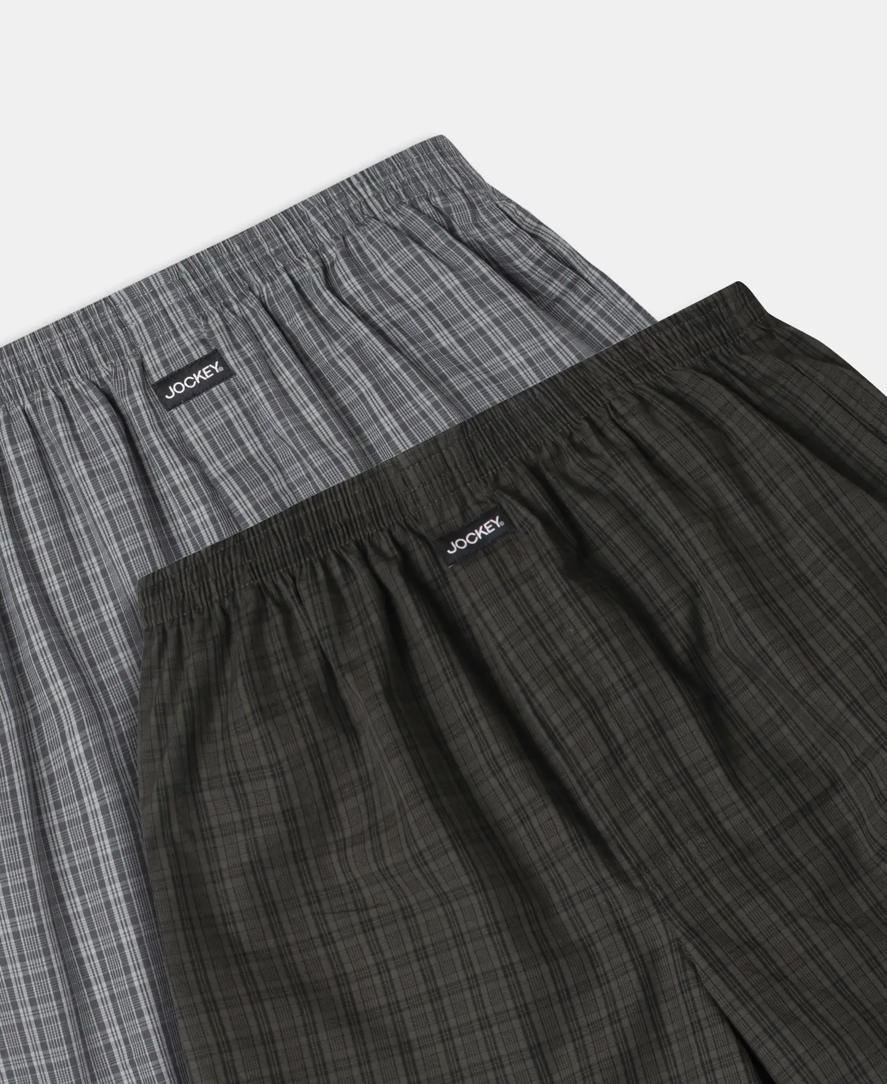 Super Combed Mercerized Cotton Woven Checkered Boxer Shorts with Side Pocket - Grey & Deep Olive (Pack of 2) - Image 17