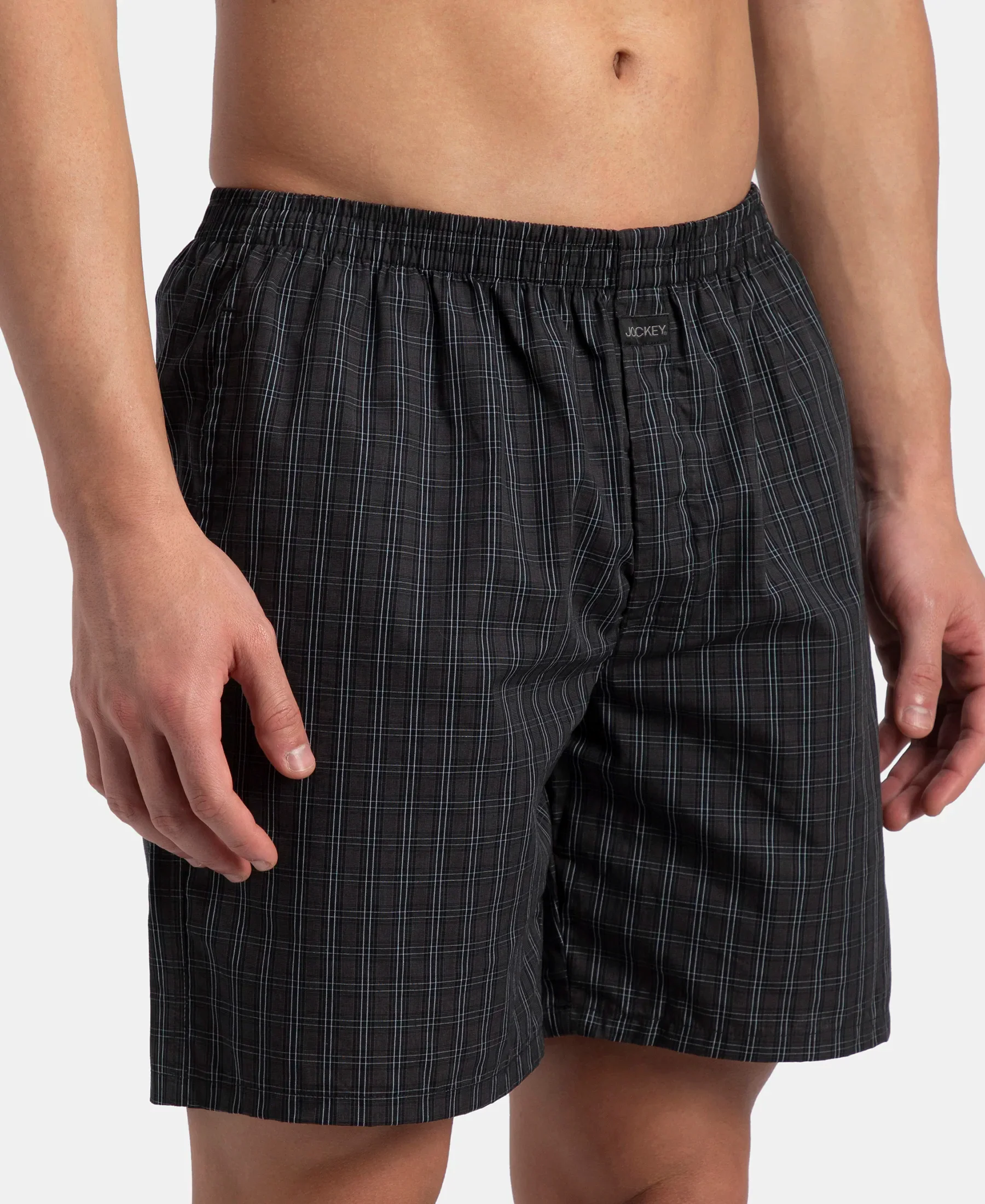 Super Combed Mercerized Cotton Woven Checkered Boxer Shorts with Side Pocket - Vintage Indigo & Black (Pack of 2) - Image 14