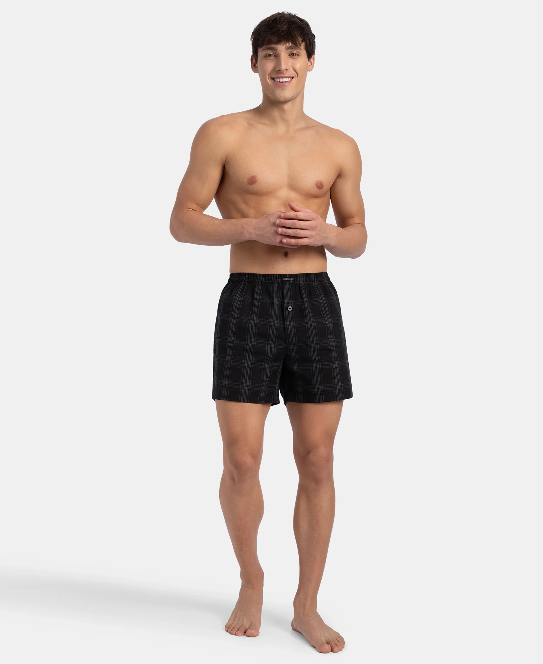 Super Combed Mercerized Cotton Woven Checkered Inner Boxers with Ultrasoft and Durable Inner Waistband - Black & Mauve Wine New (Pack of 2) - Image 13