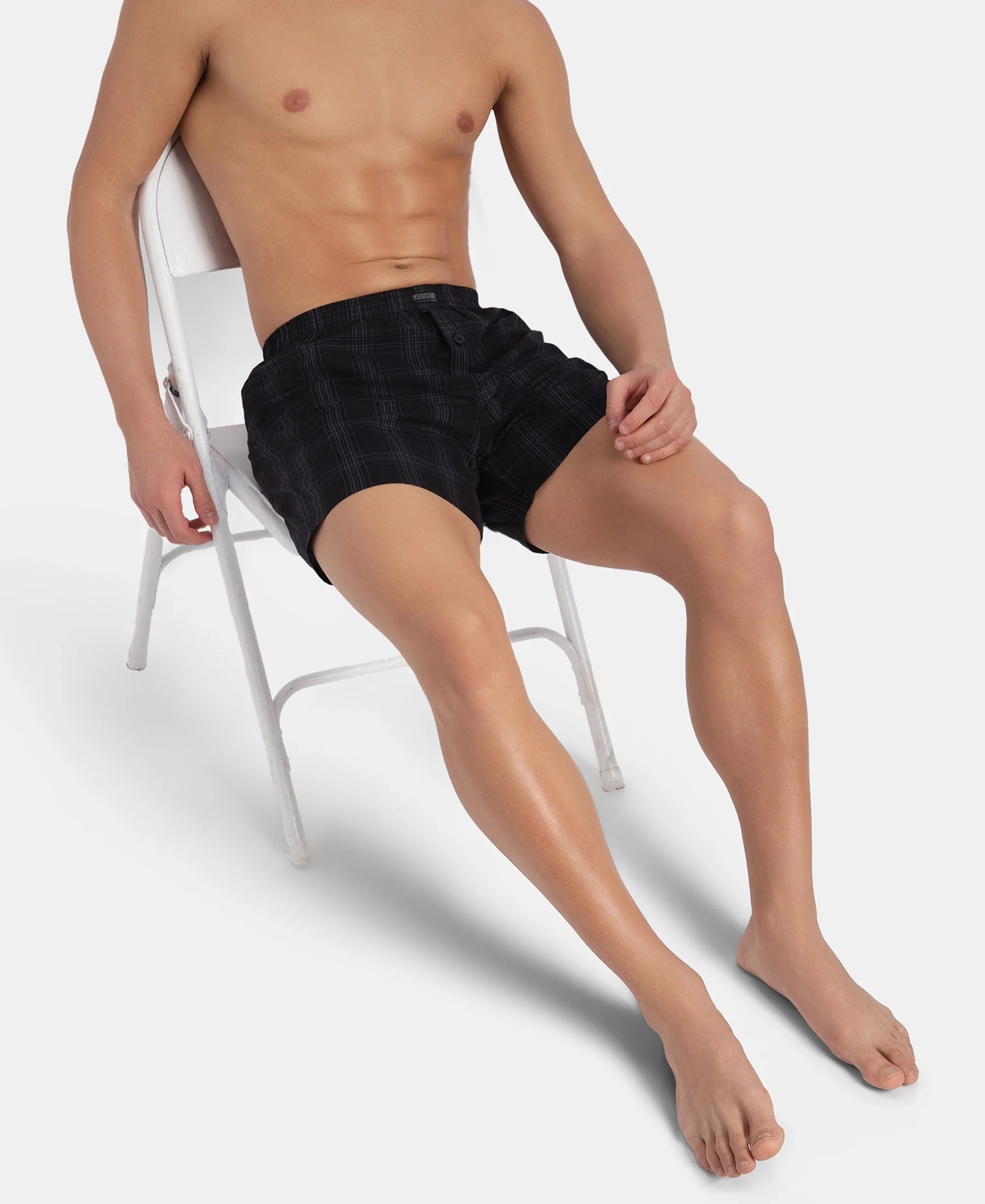 Super Combed Mercerized Cotton Woven Checkered Inner Boxers with Ultrasoft and Durable Inner Waistband - Black & Seaport Teal New (Pack of 2) - Image 12