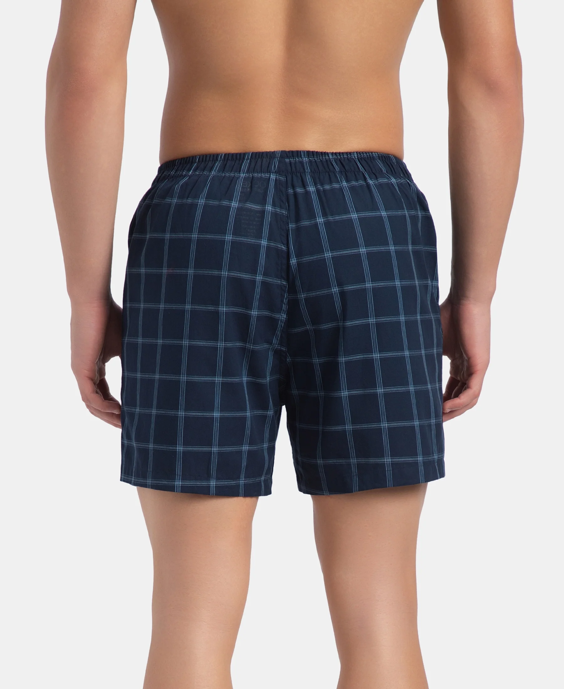Super Combed Mercerized Cotton Woven Checkered Inner Boxers with Ultrasoft and Durable Inner Waistband - Navy & Pewter (Pack of 2) - Image 7