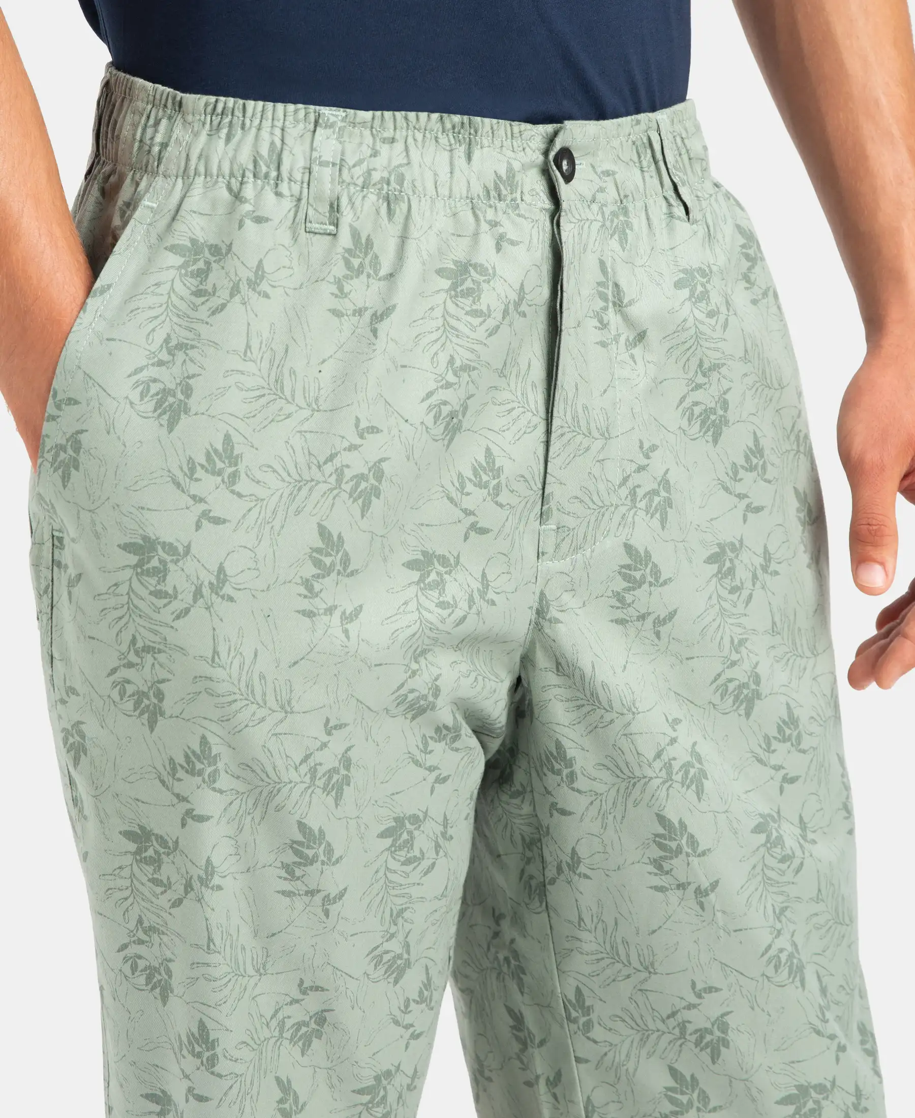 Super Combed Mercerized Cotton Woven Fabric Bermuda with Side Pockets - Iceberg Green - Image 7