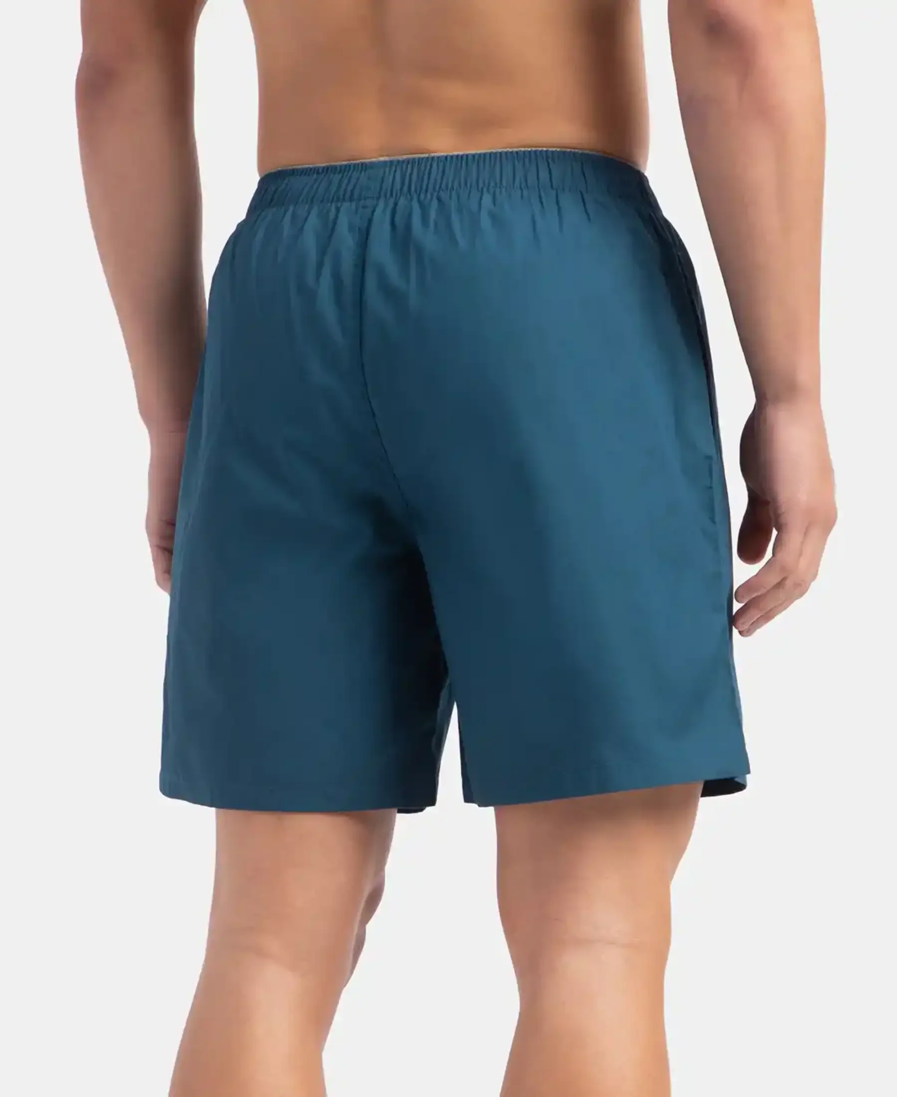 Super Combed Mercerized Cotton Woven Fabric Boxer Shorts - Seaport Teal - Image 3