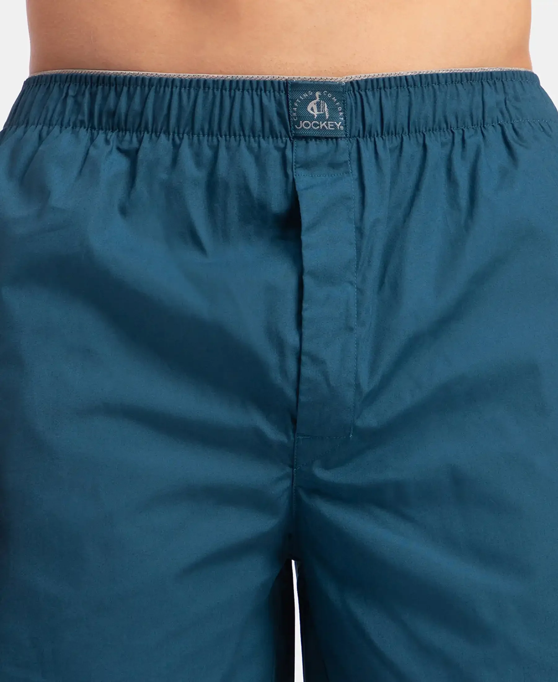 Super Combed Mercerized Cotton Woven Fabric Boxer Shorts - Seaport Teal - Image 7