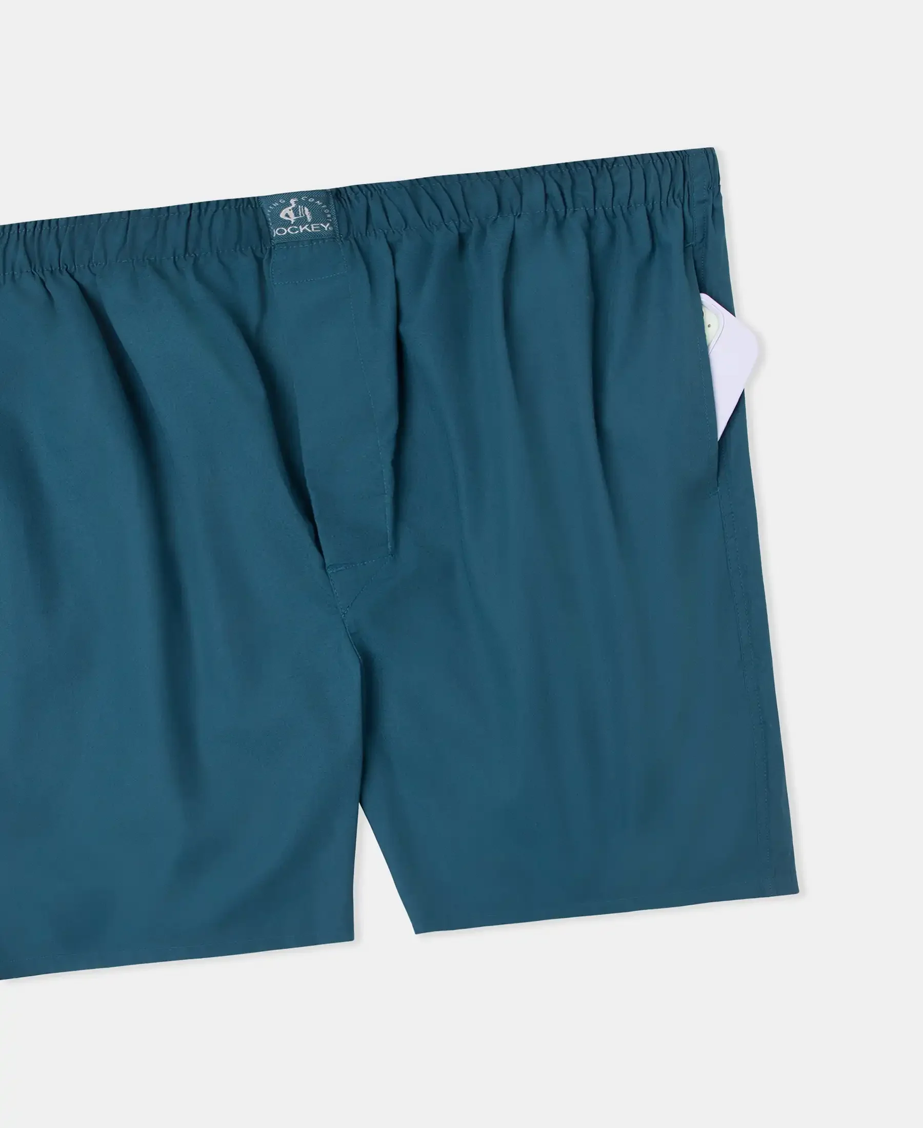 Super Combed Mercerized Cotton Woven Fabric Boxer Shorts - Seaport Teal - Image 8