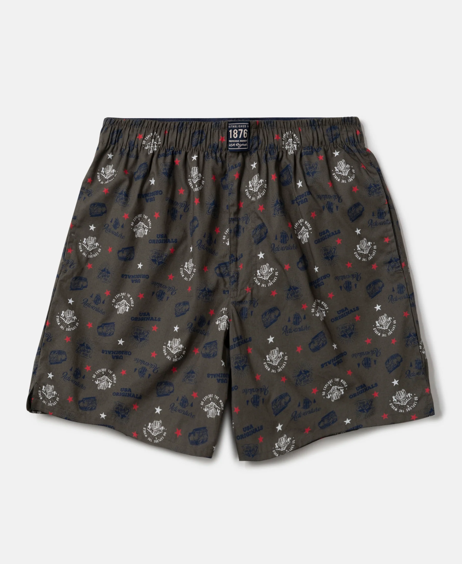 Super Combed Mercerized Cotton Woven Fabric Printed Boxer Shorts - Deep Olive & Nomad (Pack of 2) - Image 4