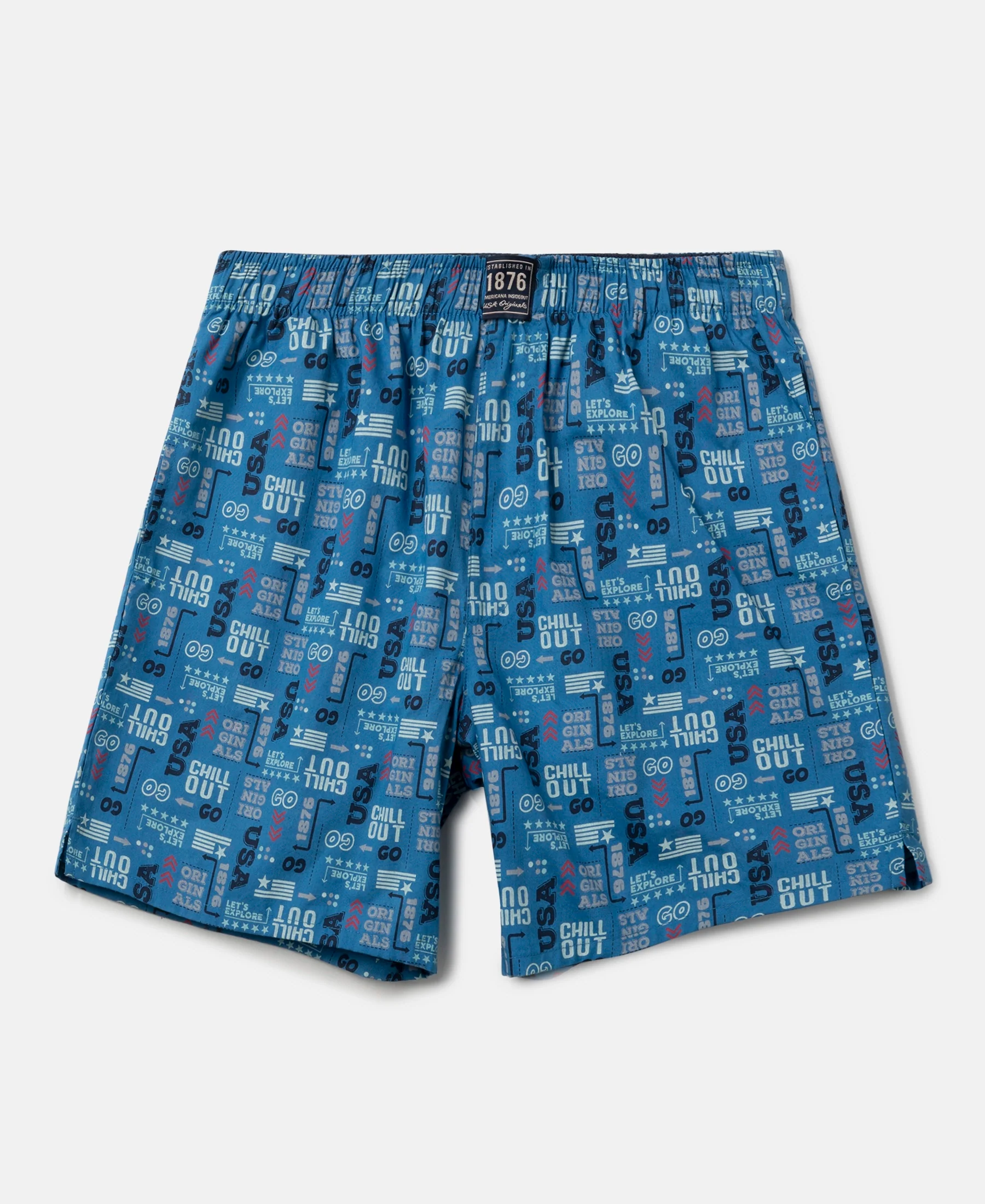 Super Combed Mercerized Cotton Woven Fabric Printed Boxer Shorts - Navy & Vallarta Blue (Pack of 2) - Image 4
