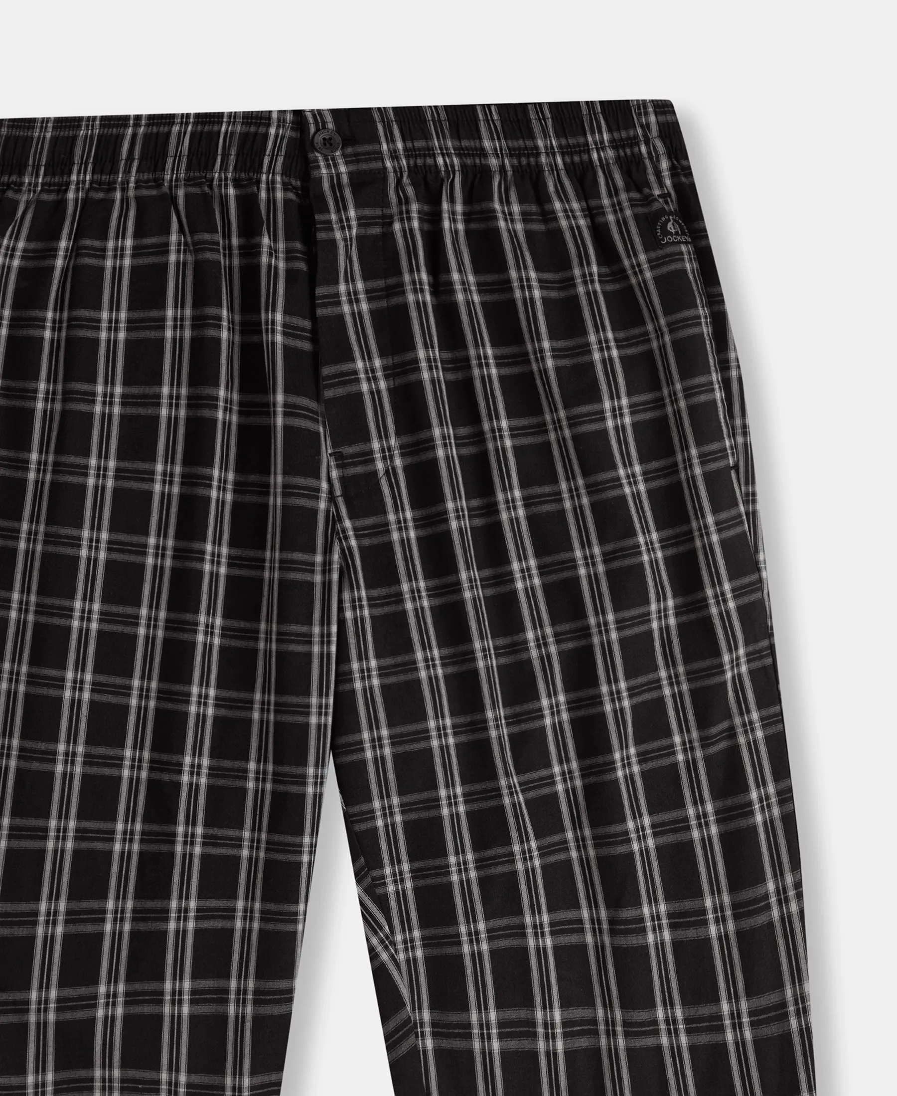 Super Combed Mercerized Cotton Woven Fabric Regular Fit Checkered Bermuda with Side Pockets - Black & White - Image 9