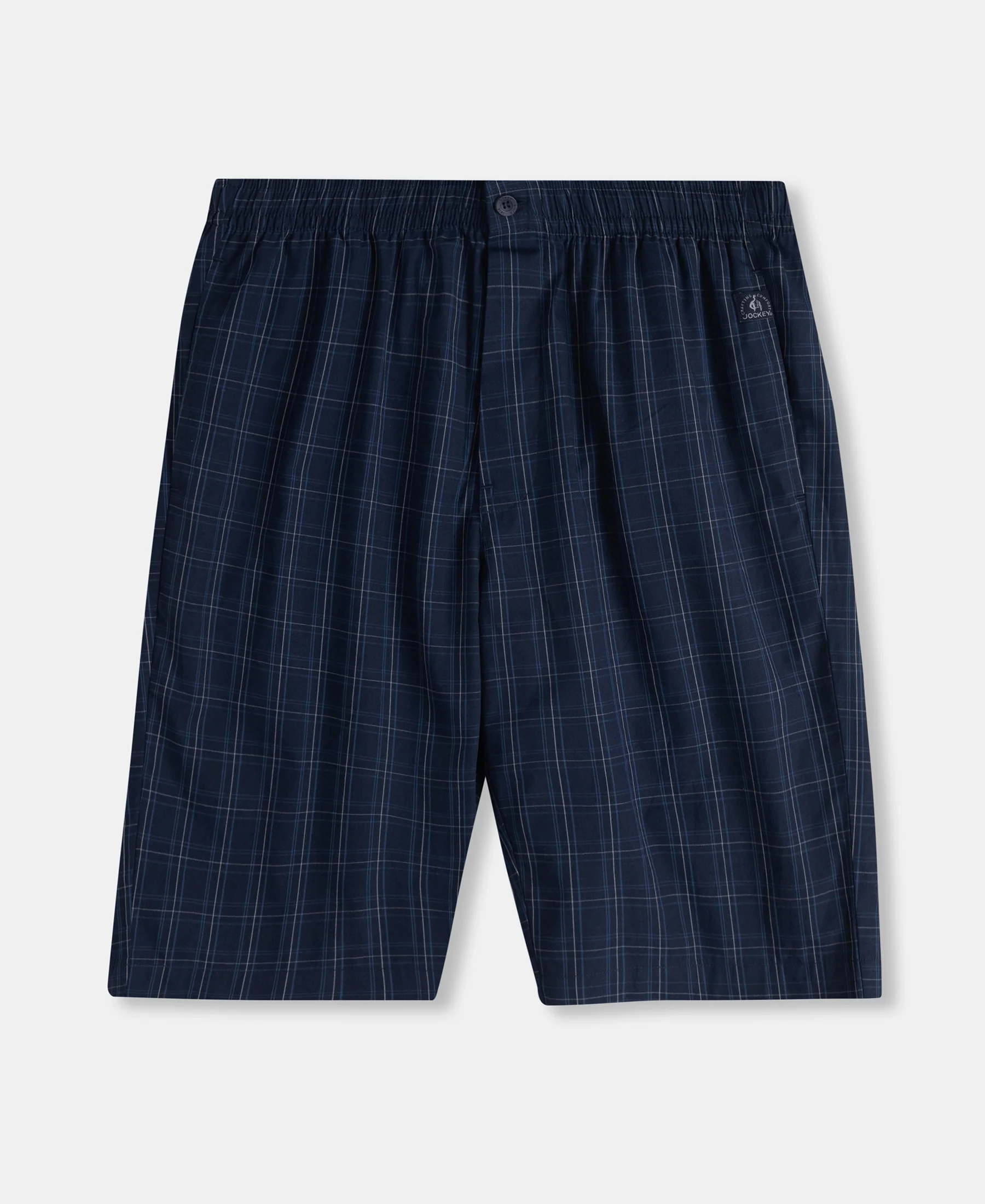 Super Combed Mercerized Cotton Woven Fabric Regular Fit Checkered Bermuda with Side Pockets - Navy & Grey - Image 8