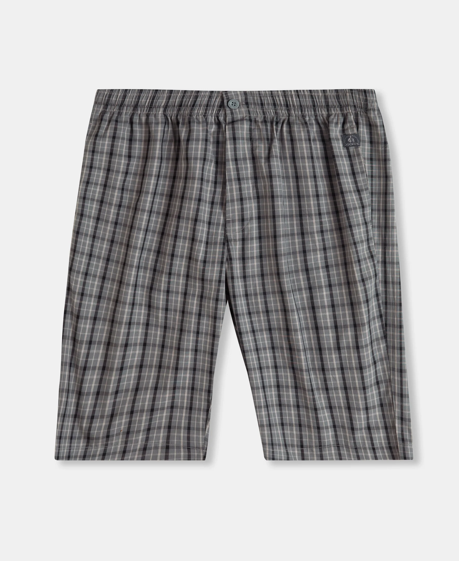 Super Combed Mercerized Cotton Woven Fabric Regular Fit Checkered Bermuda with Side Pockets - Quiet Shade & Black - Image 8