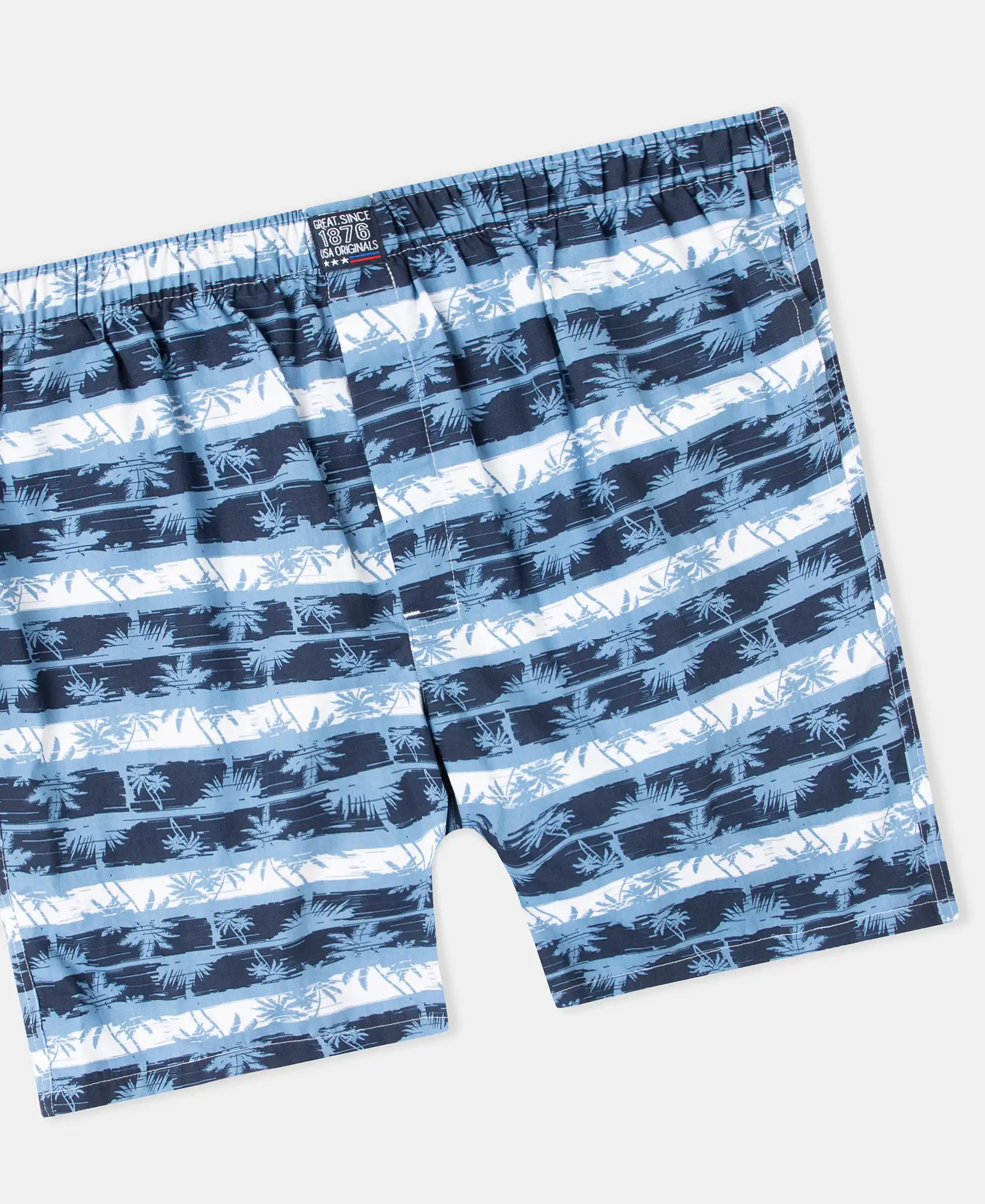 Super Combed Mercerized Cotton Woven Printed Boxer Shorts with Side Pockets - Blue Heaven - Image 8