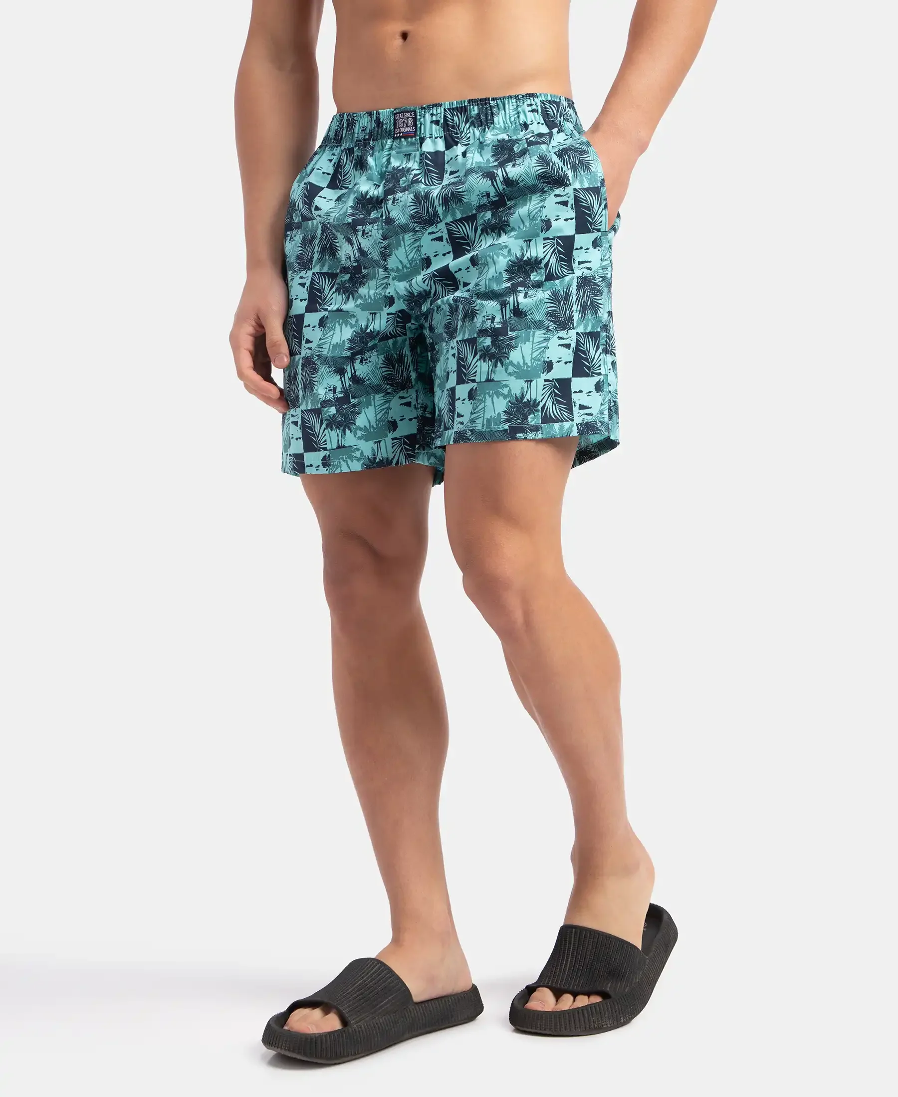 Super Combed Mercerized Cotton Woven Printed Boxer Shorts with Side Pockets - Leisure Time - Image 5