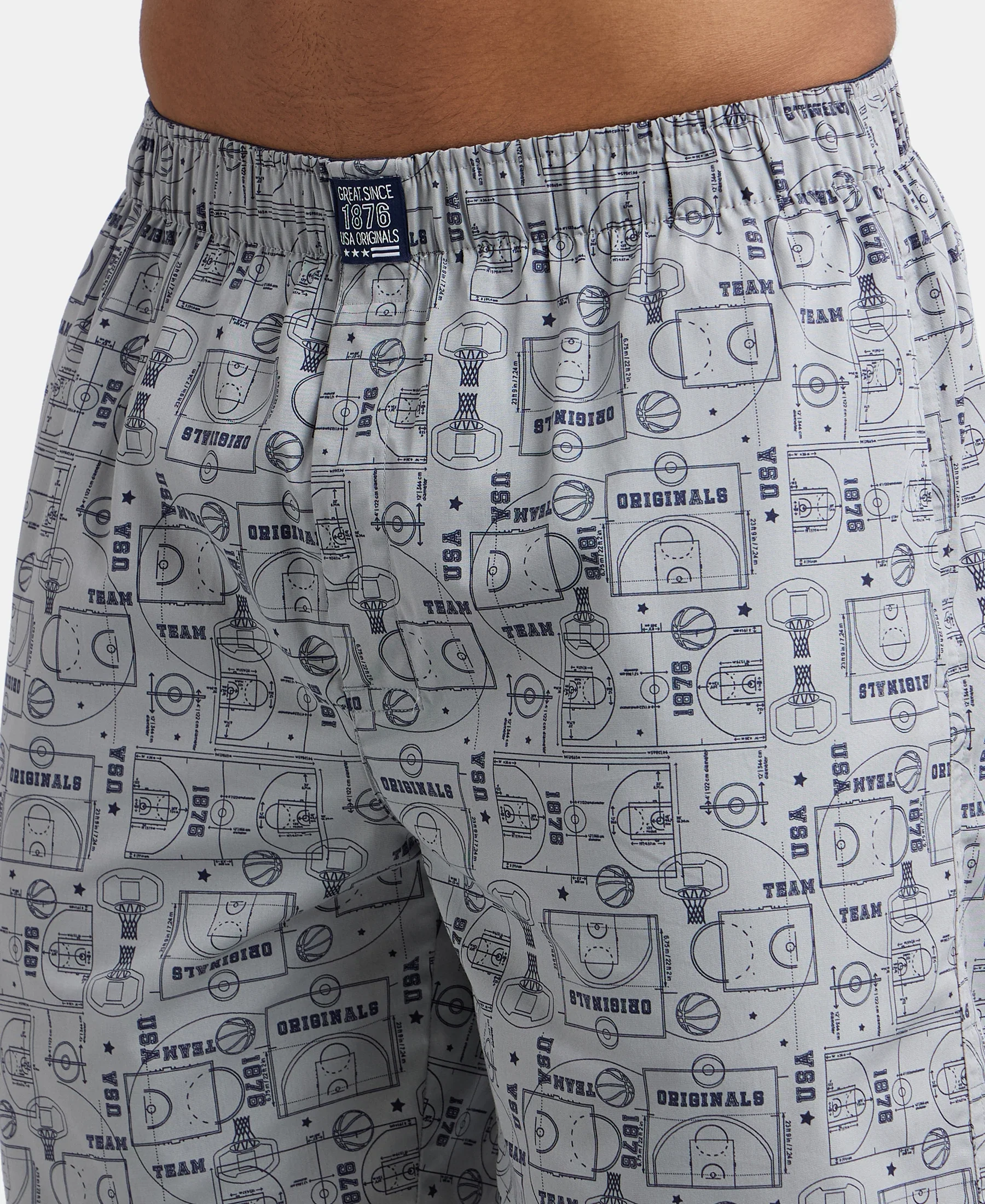 Super Combed Mercerized Cotton Woven Printed Boxer Shorts with Side Pockets - Navy & Nickel (Pack of 2) - Image 6