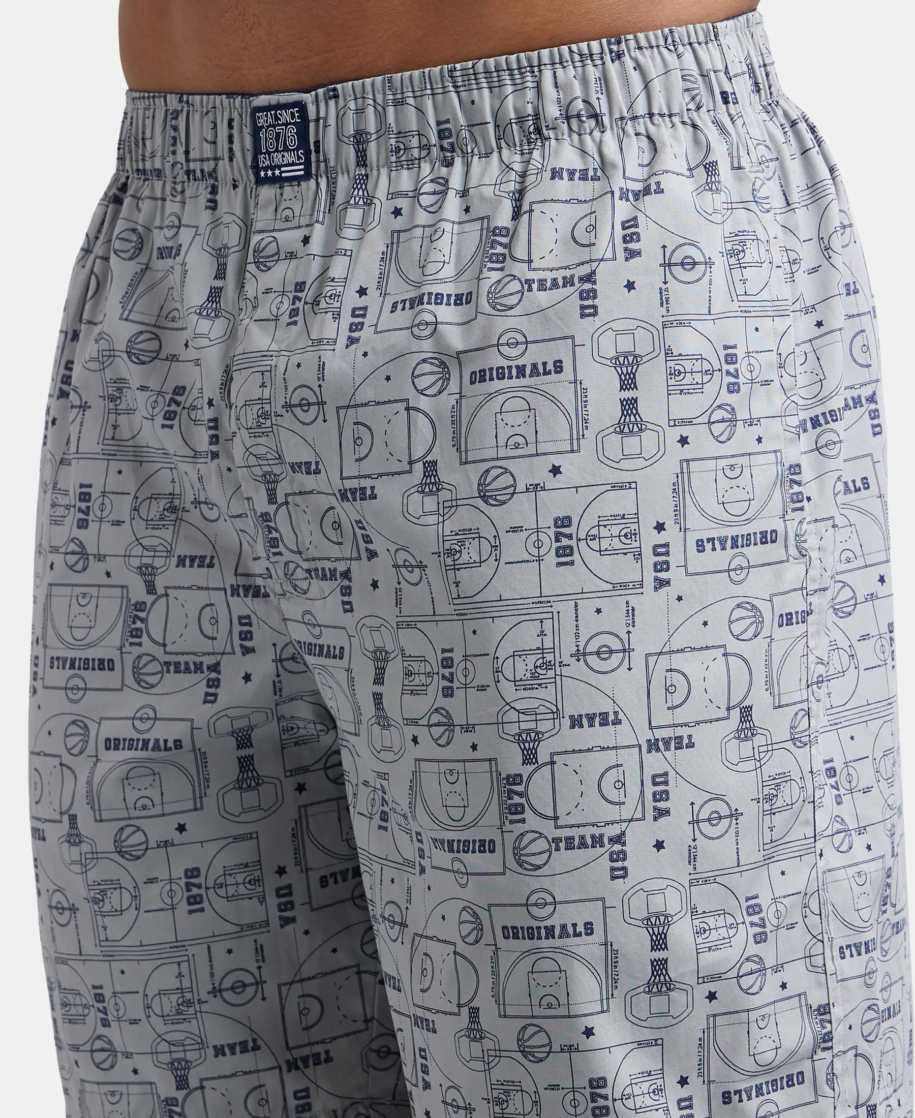 Super Combed Mercerized Cotton Woven Printed Boxer Shorts with Side Pockets - Nickel & Seaport Teal (Pack of 2) - Image 13