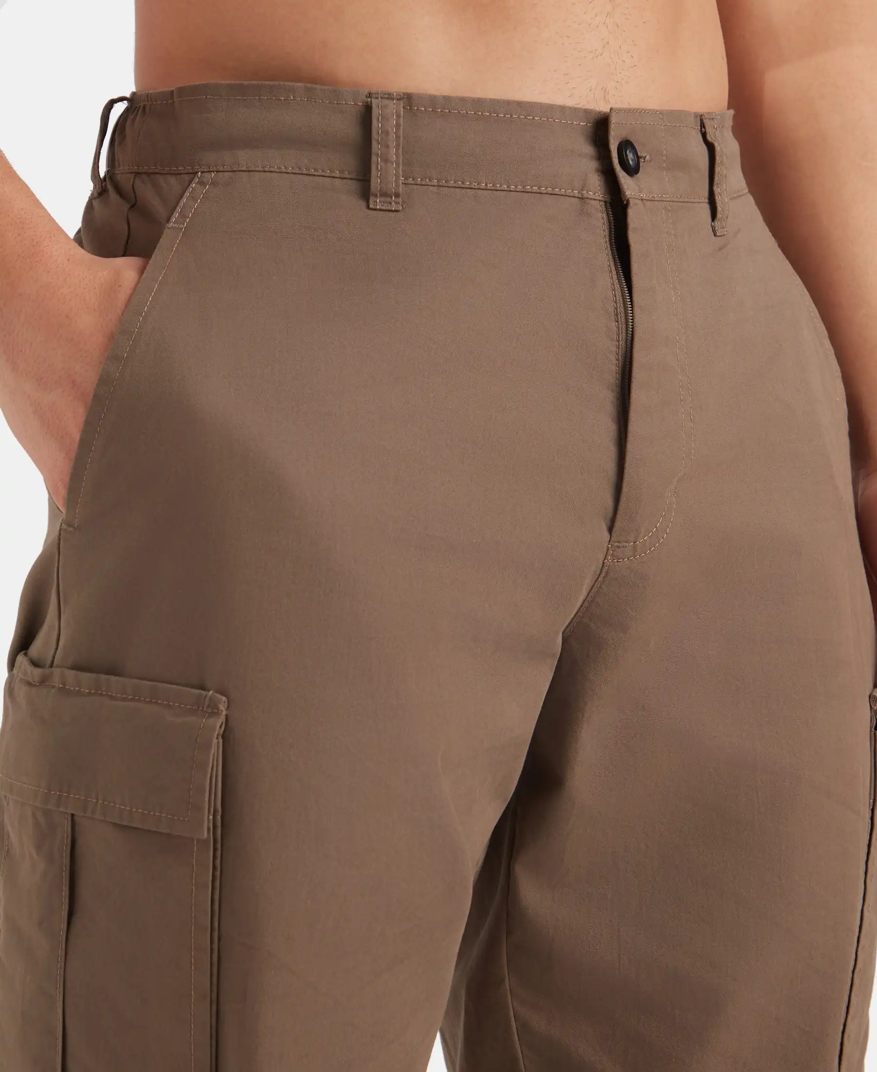 Super Combed Cotton Woven Regular Fit Cargo Jogger with Seven Pockets - Dark Khaki - Image 7